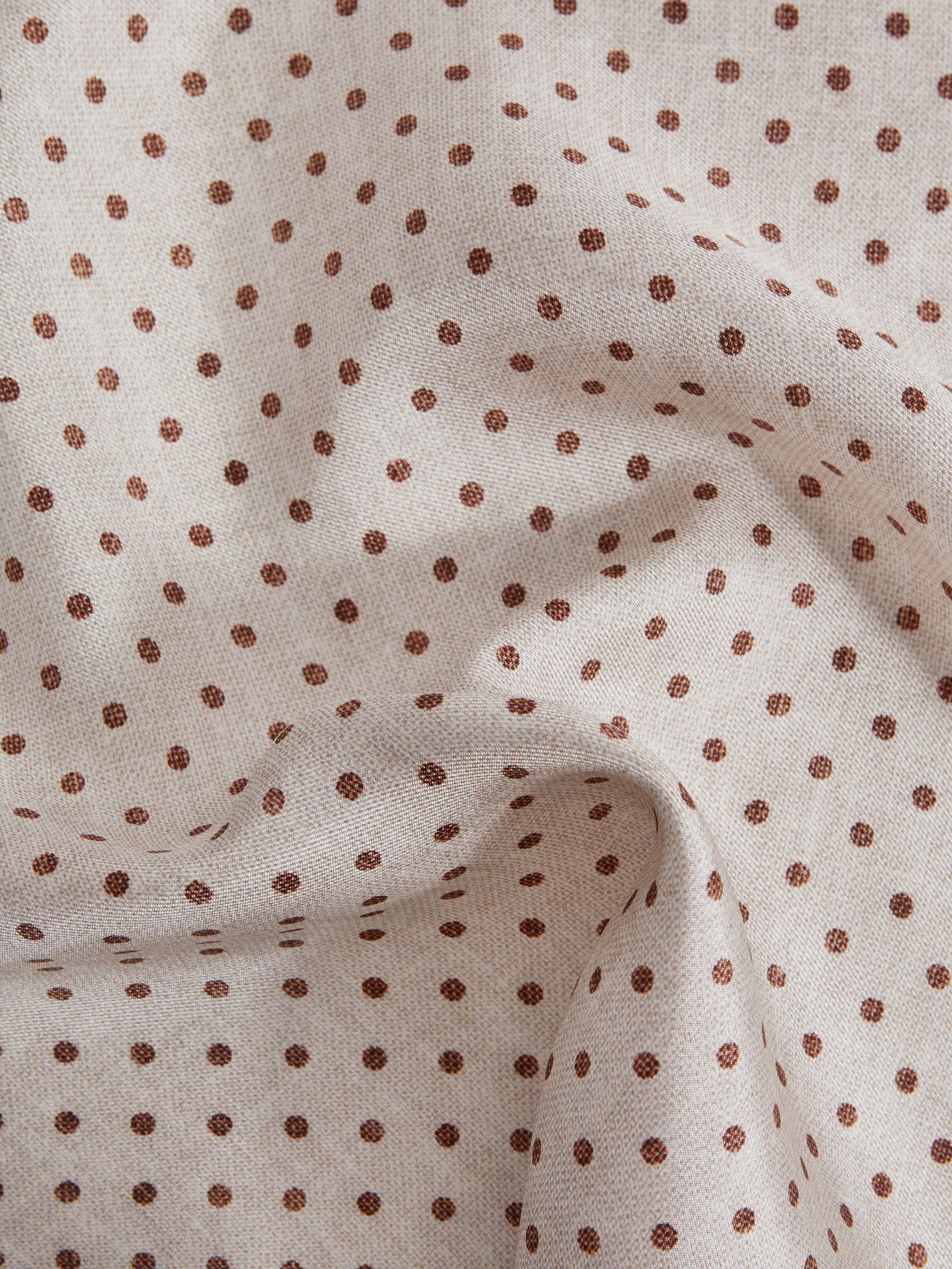 Silk Polka Dot Pocket Square in Oatmeal Melange - Image 5 of 5