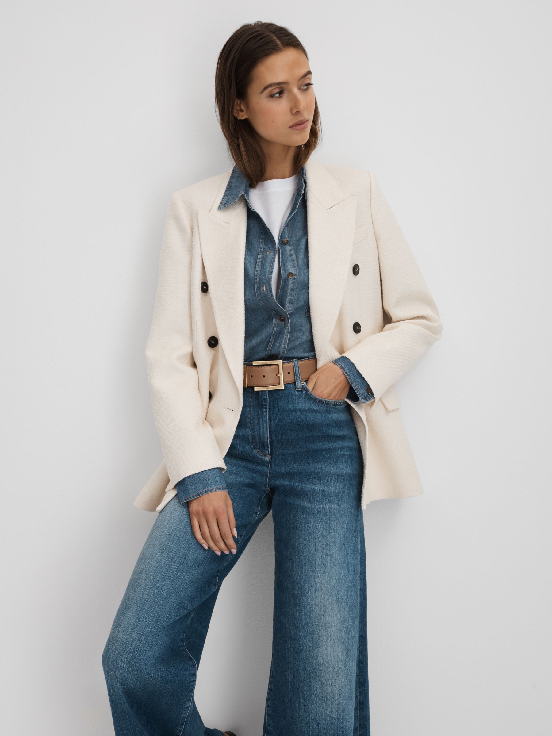 Denim Button-Through Shirt in Blue - Image 6 of 6