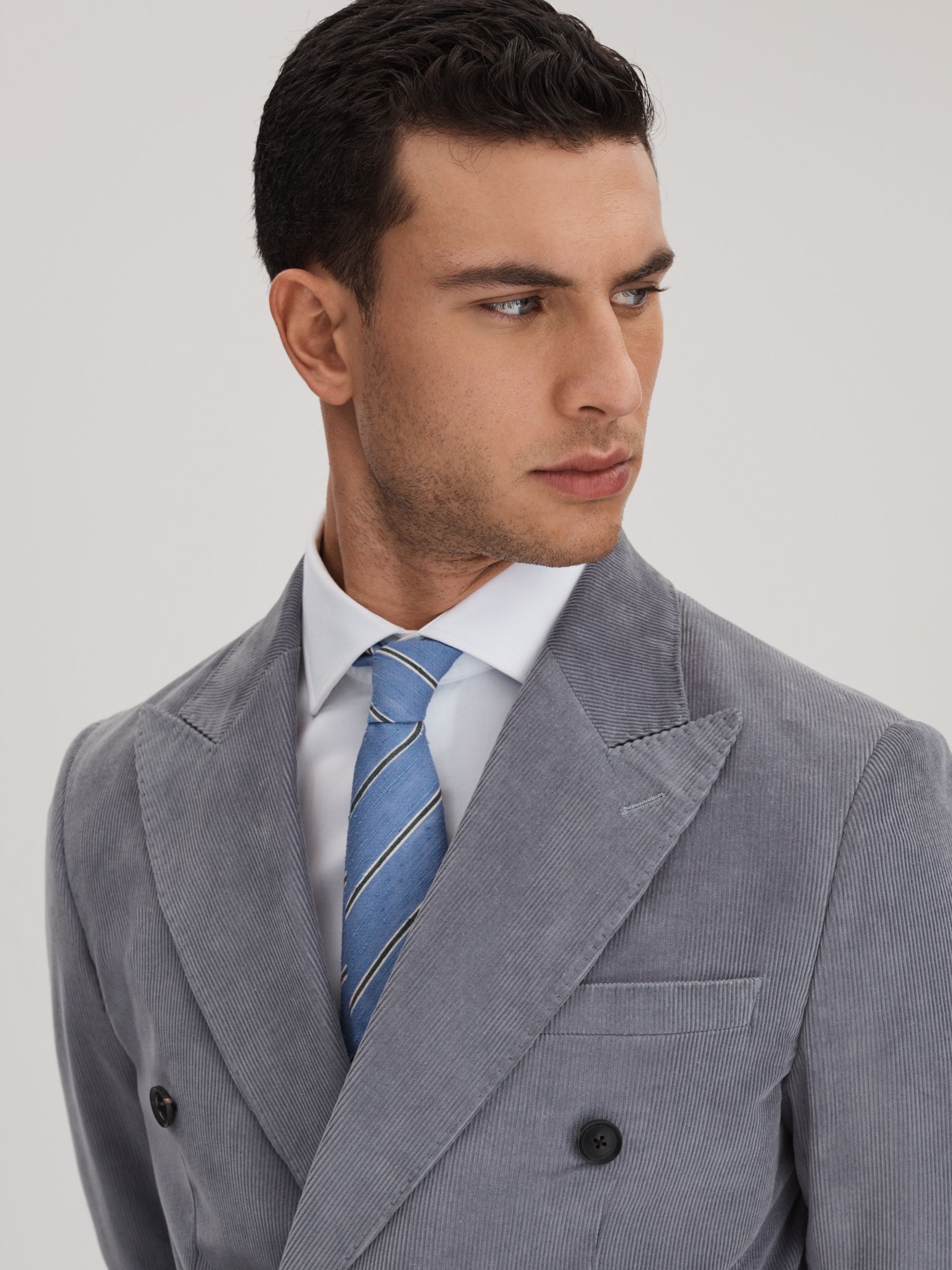 Silk Blend Textured Tie in Sky Blue - Image 2 of 5