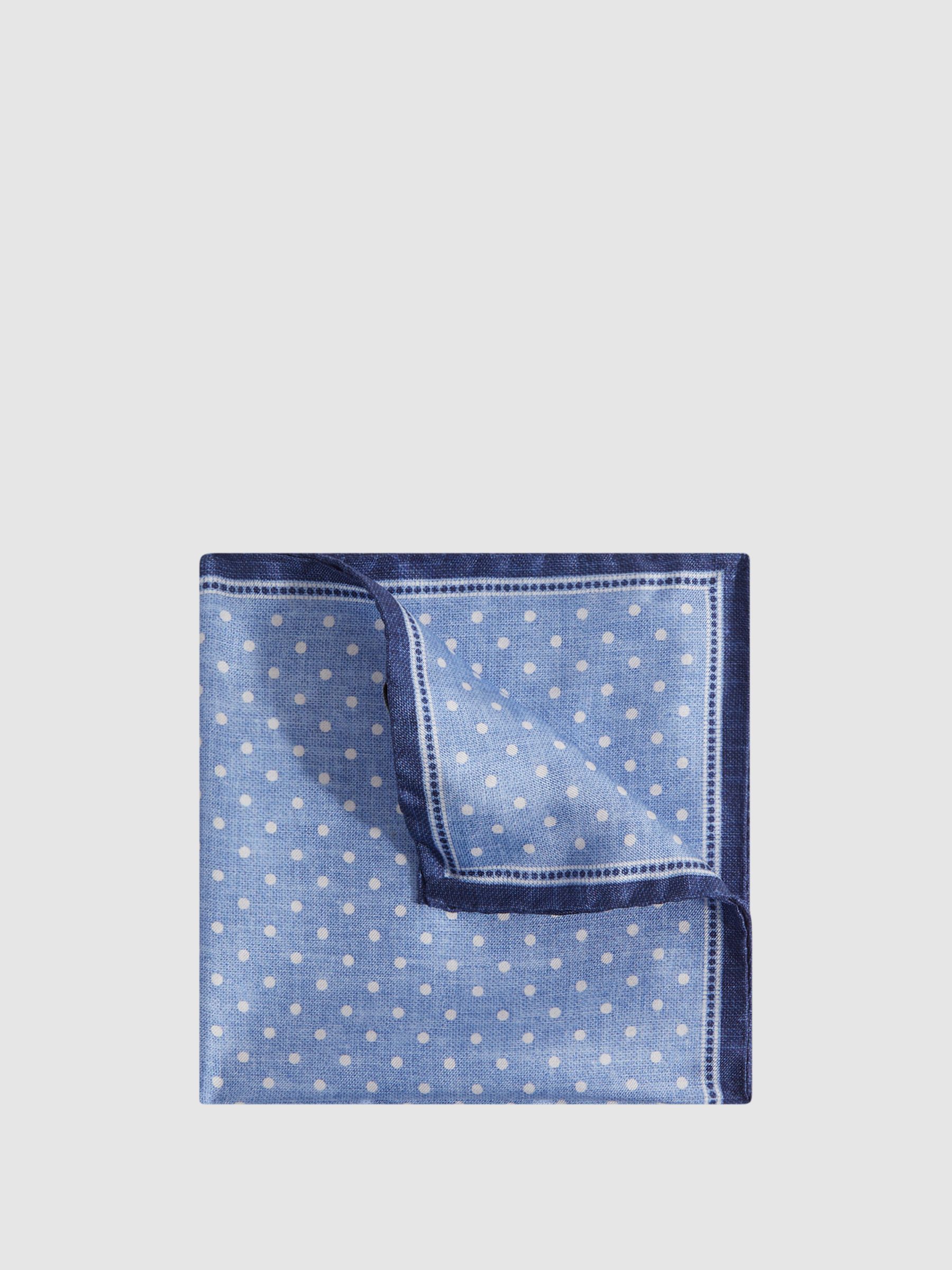 Silk Polka Dot Pocket Square in Sky Blue - Image 1 of 5 Silk Polka Dot Pocket Square in Sky Blue - Image 1 of 5