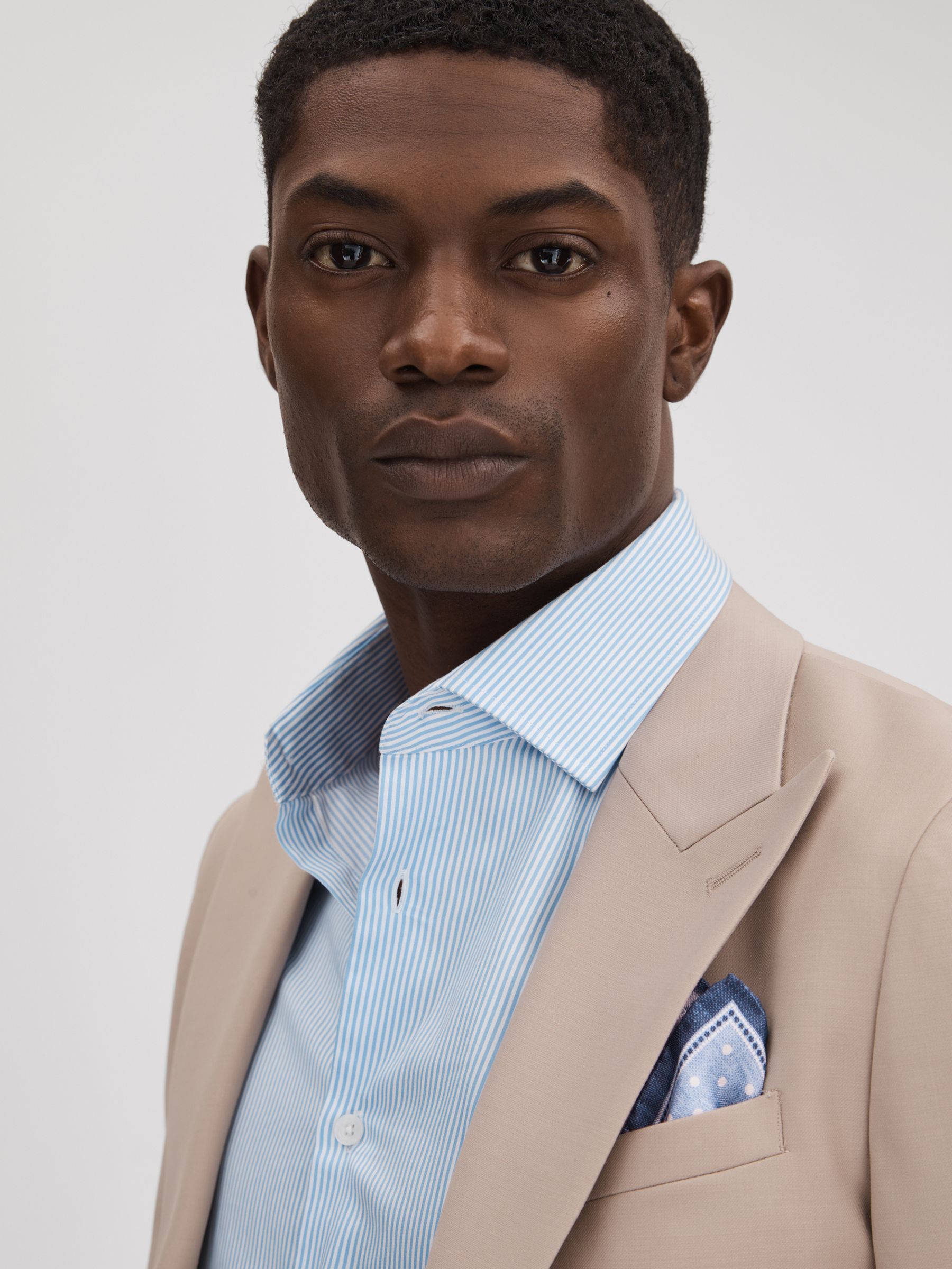 Silk Polka Dot Pocket Square in Sky Blue - Image 2 of 5