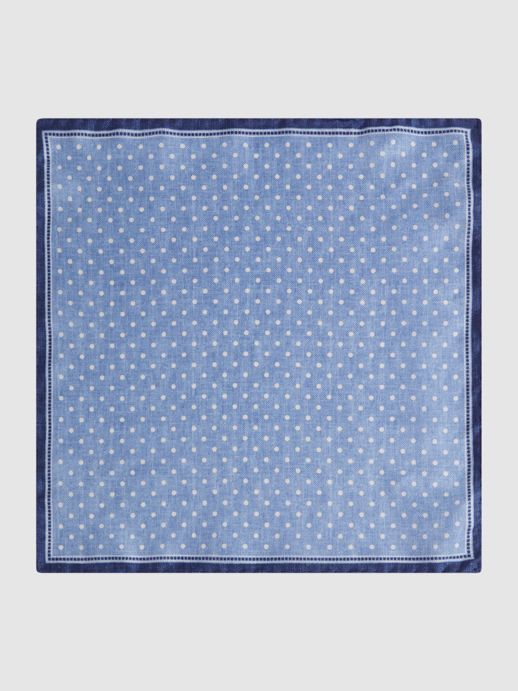 Silk Polka Dot Pocket Square in Sky Blue - Image 3 of 5