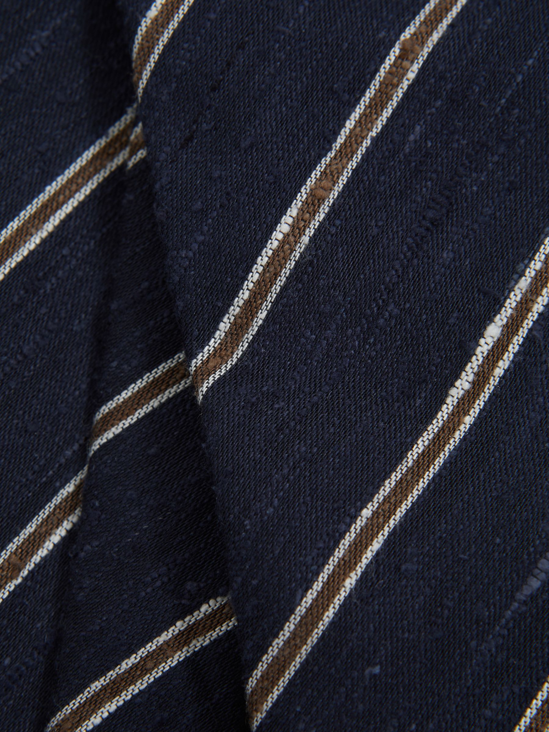 Silk Blend Textured Tie in Navy - Image 5 of 5