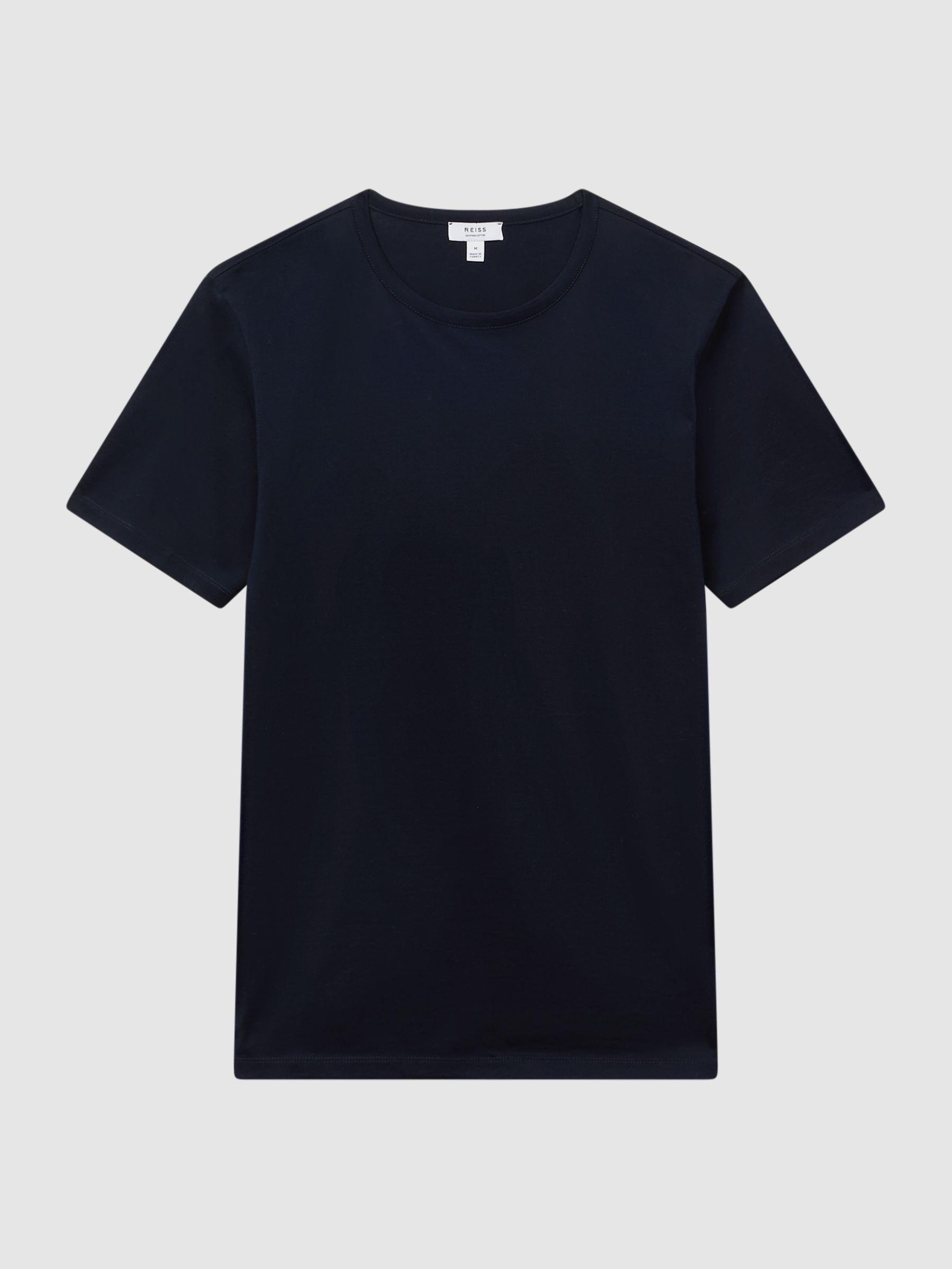 Mercerised Crew Neck T-shirt in Navy - Image 2 of 6