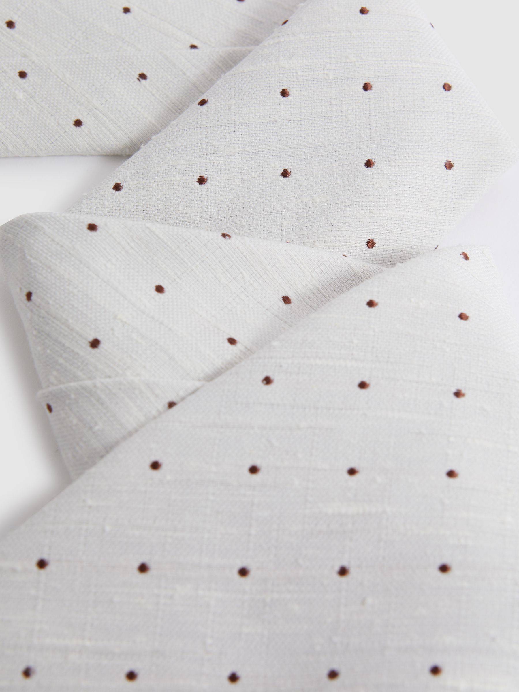 Silk Blend Textured Polka Dot Tie in Cream - Image 3 of 7