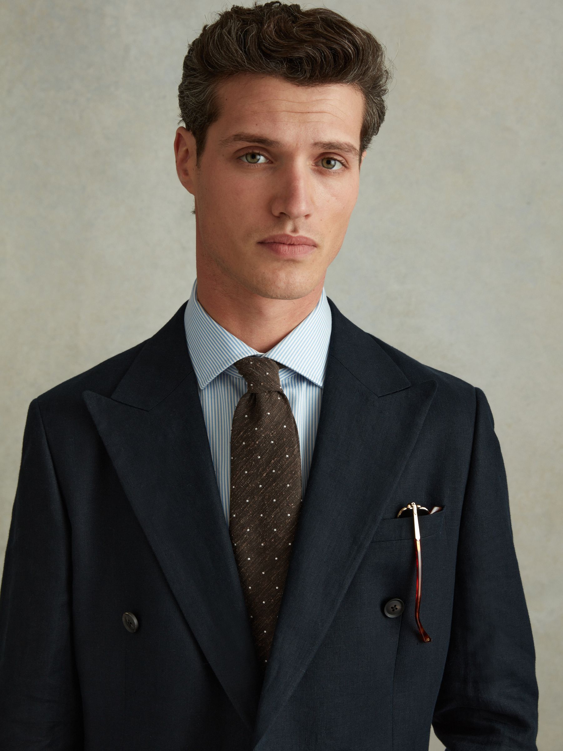 Silk Blend Textured Polka Dot Tie in Chocolate Melange - Image 2 of 6