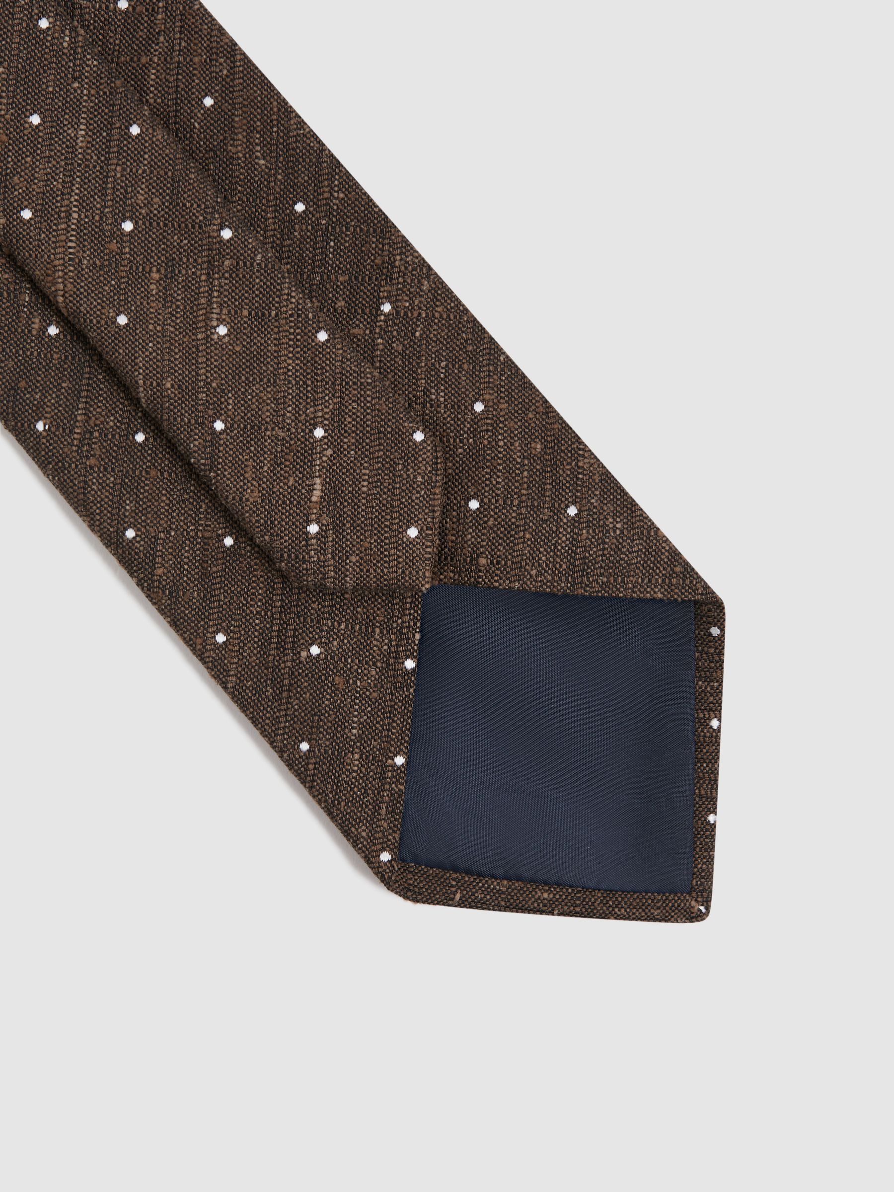 Silk Blend Textured Polka Dot Tie in Chocolate Melange - Image 4 of 6