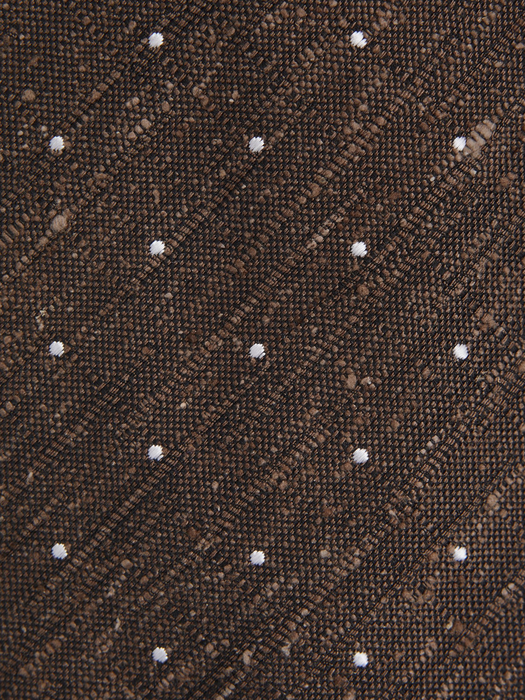 Silk Blend Textured Polka Dot Tie in Chocolate Melange - Image 5 of 6