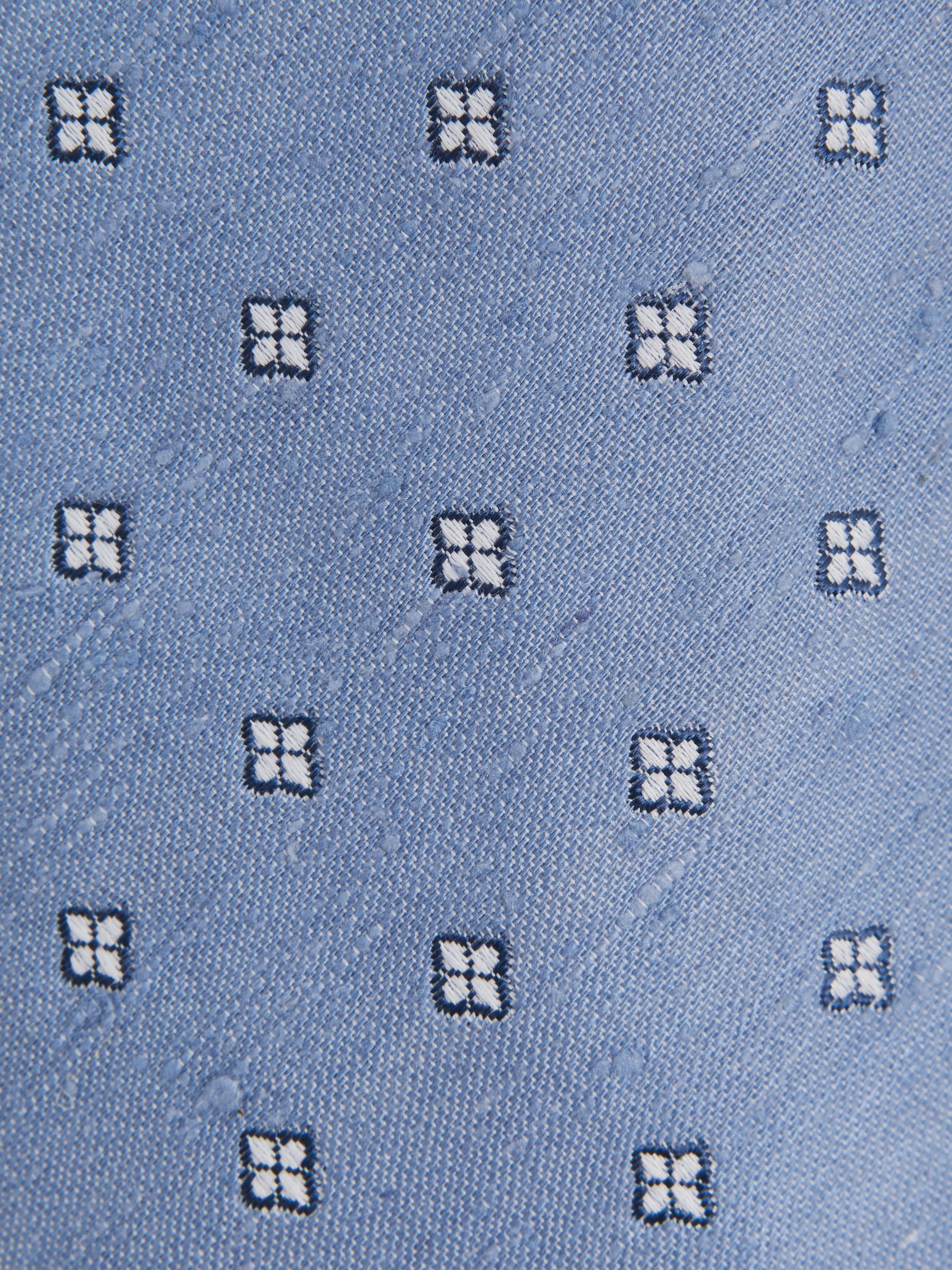 Silk Blend Textured Floral Print Tie in Sky Blue - Image 7 of 7