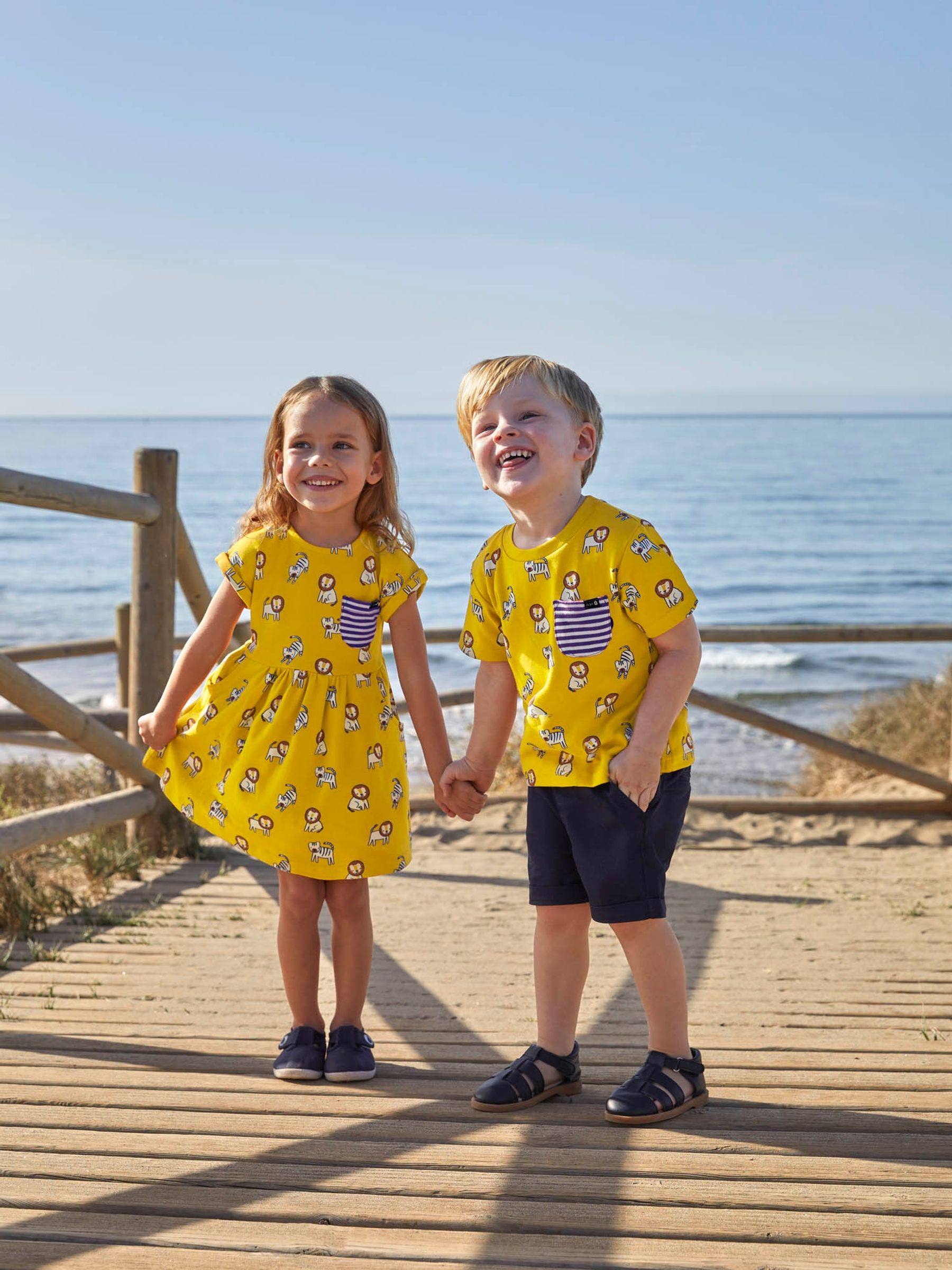 Mustard Lion & Tiger Print Drop Shoulder Dress - Image 2 of 4