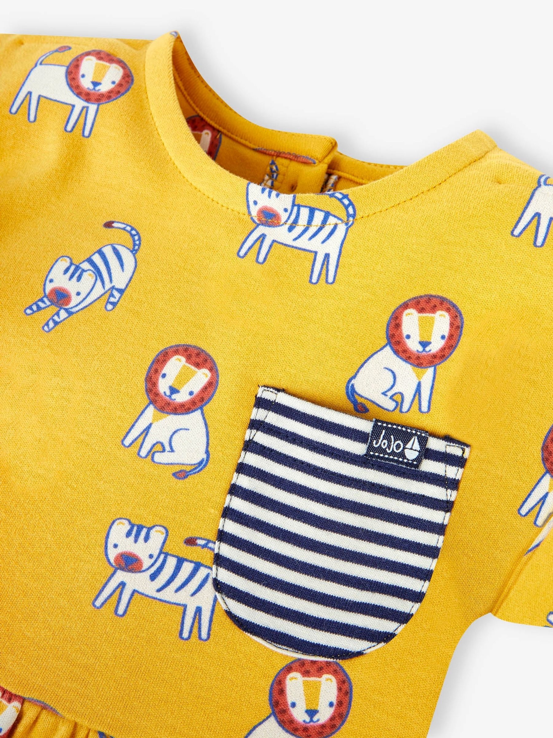 Mustard Lion & Tiger Print Drop Shoulder Dress - Image 4 of 4