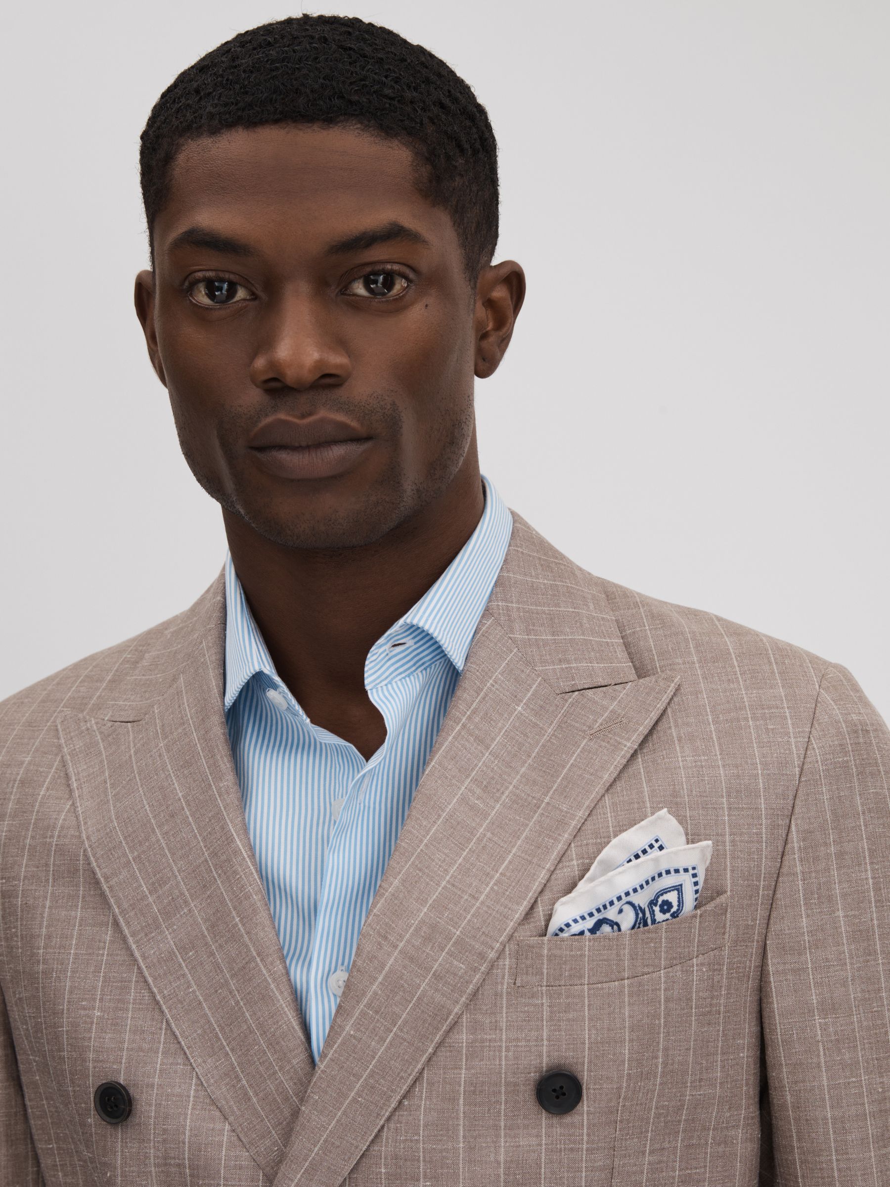 Silk Medallion Paisley Print Pocket Square in Blue - Image 2 of 5