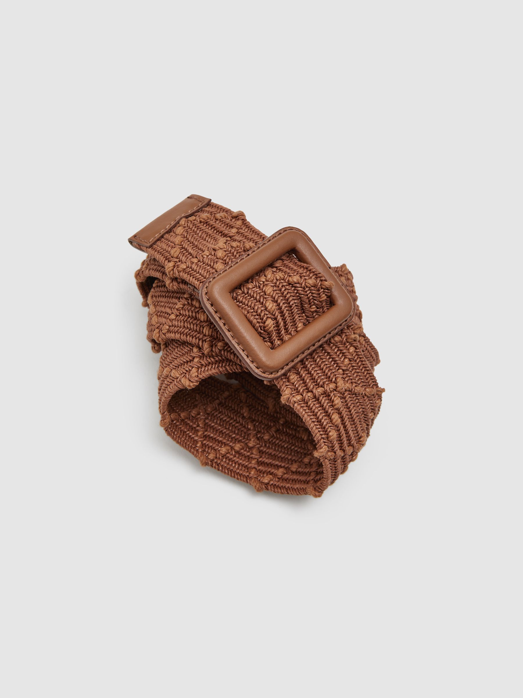 Elasticated Woven Belt in Tan - Image 3 of 4