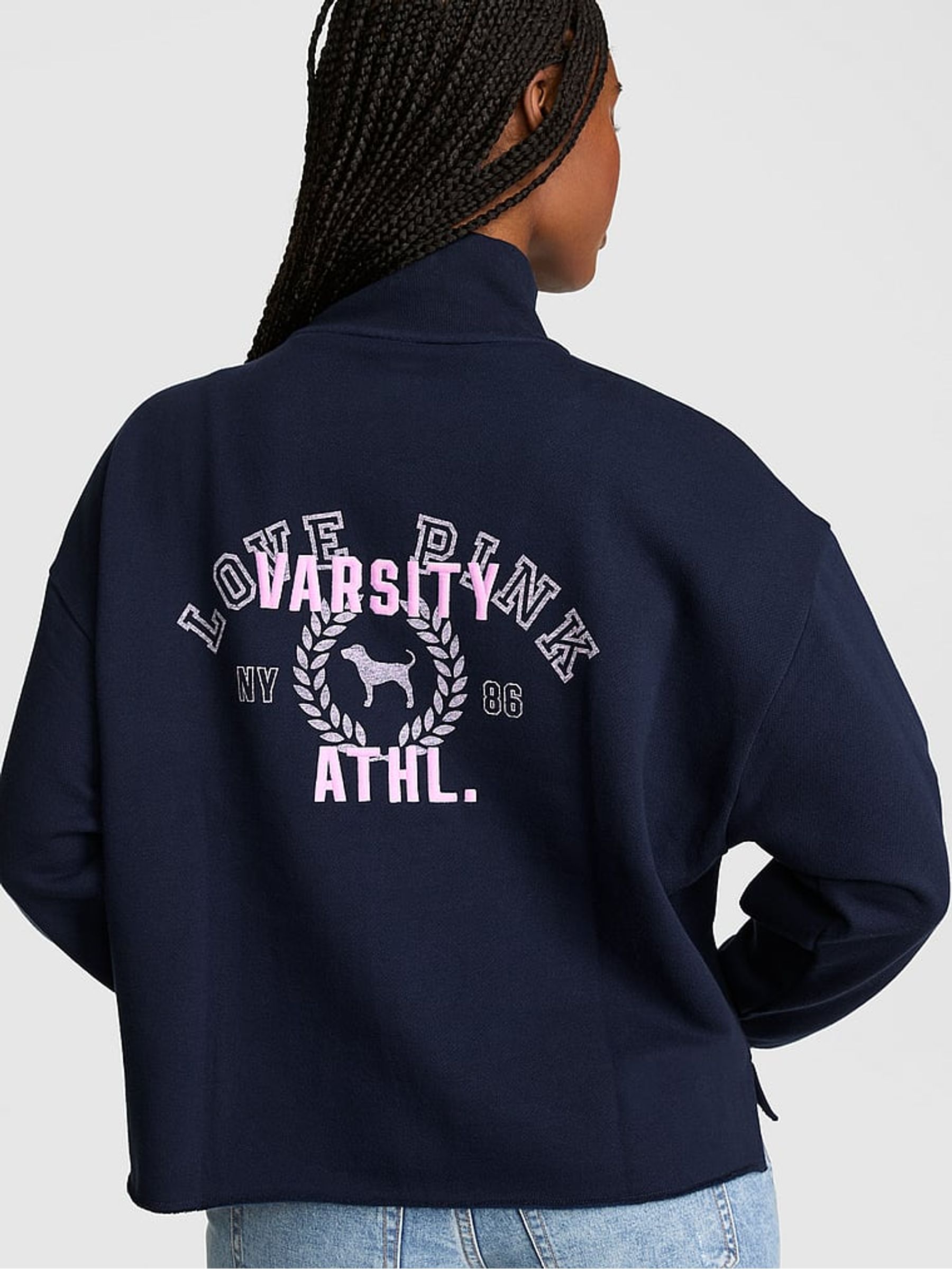Noir Navy Blue Quarter Zip Fleece Sweatshirt - Image 2 of 2 Noir Navy Blue Quarter Zip Fleece Sweatshirt - Image 2 of 2