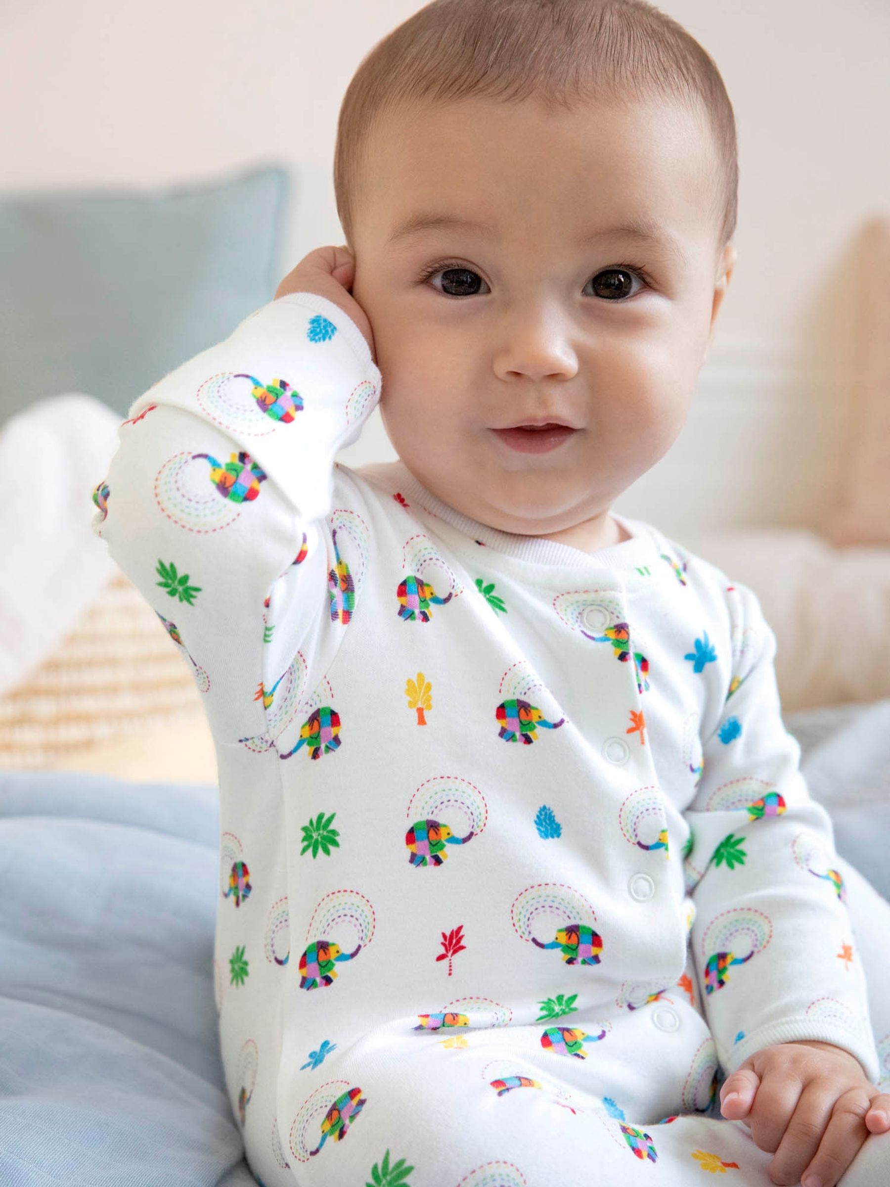 White Elmer Print Sleepsuit - Image 5 of 6