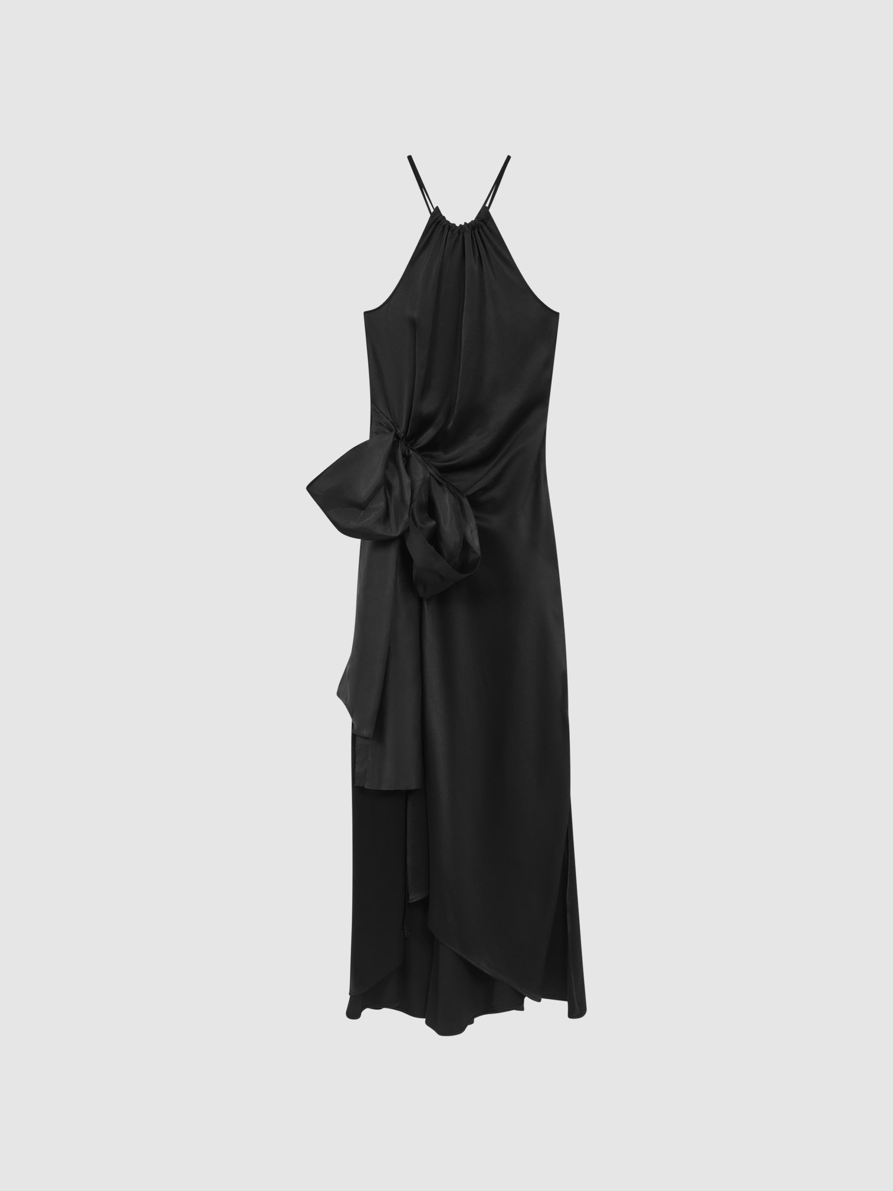 Satin Bow Halterneck Maxi Dress in Black - Image 2 of 5 Satin Bow Halterneck Maxi Dress in Black - Image 2 of 5