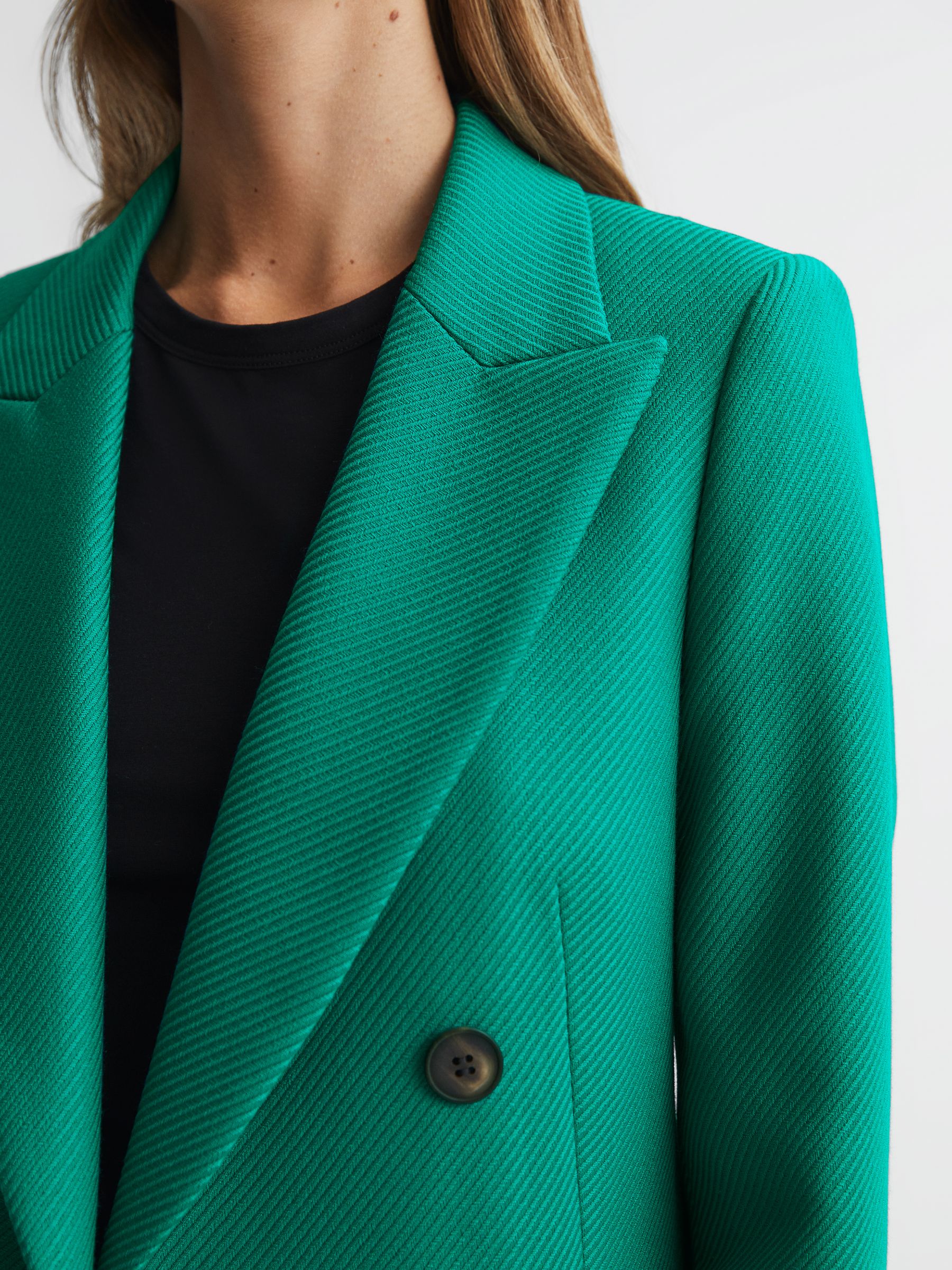 Single Breasted Twill Blazer in Green - Image 4 of 5