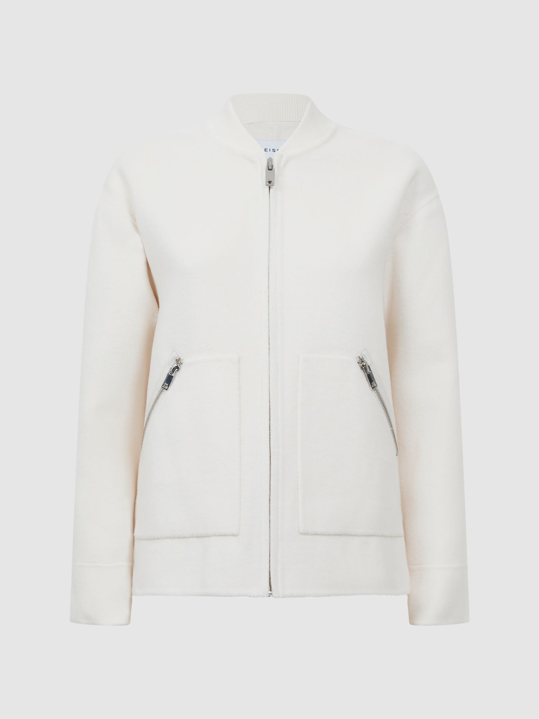 Relaxed Blindseam Bomber Jacket in Cream - Image 2 of 7 Relaxed Blindseam Bomber Jacket in Cream - Image 2 of 7