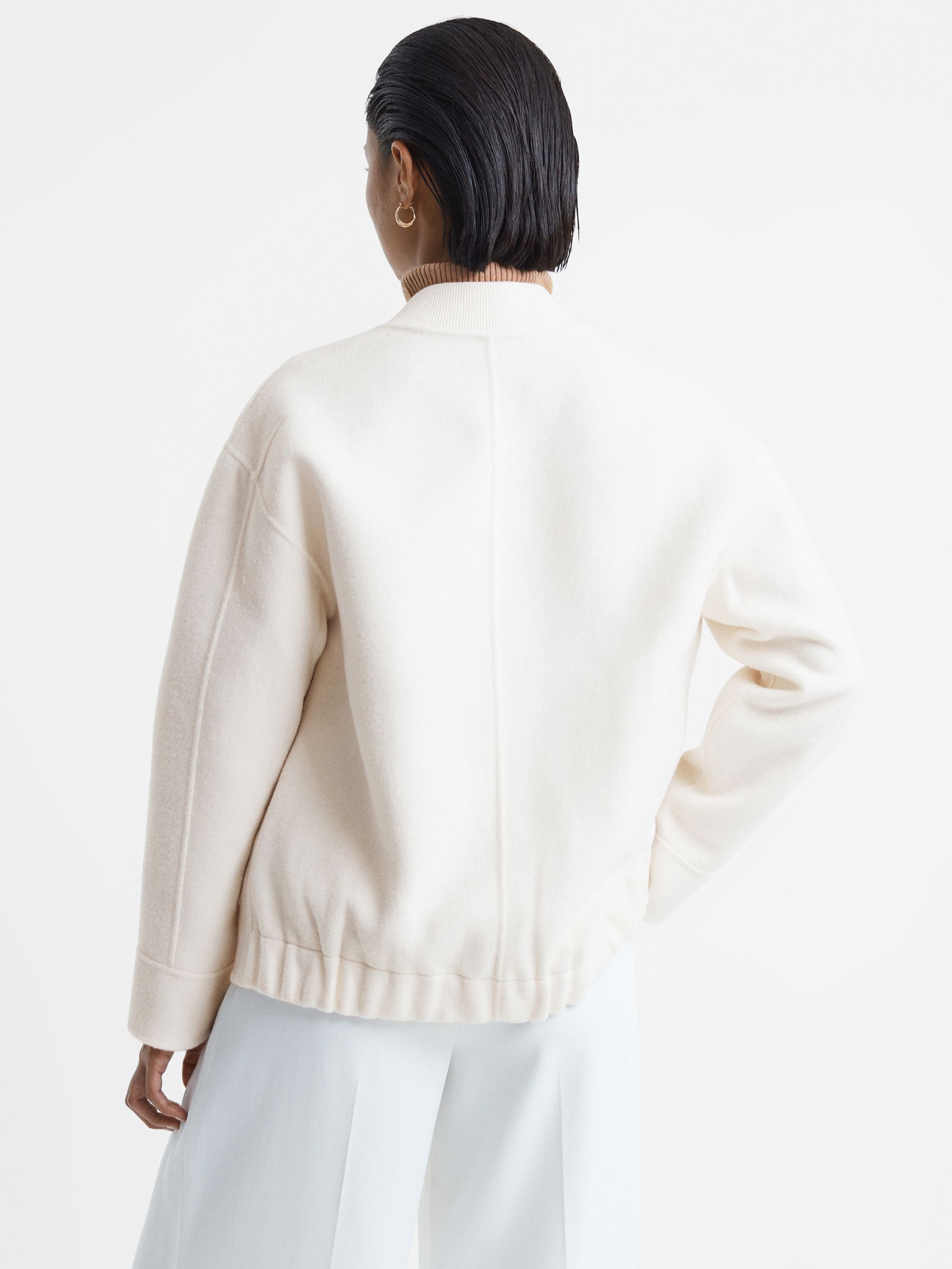 Relaxed Blindseam Bomber Jacket in Cream - Image 6 of 7