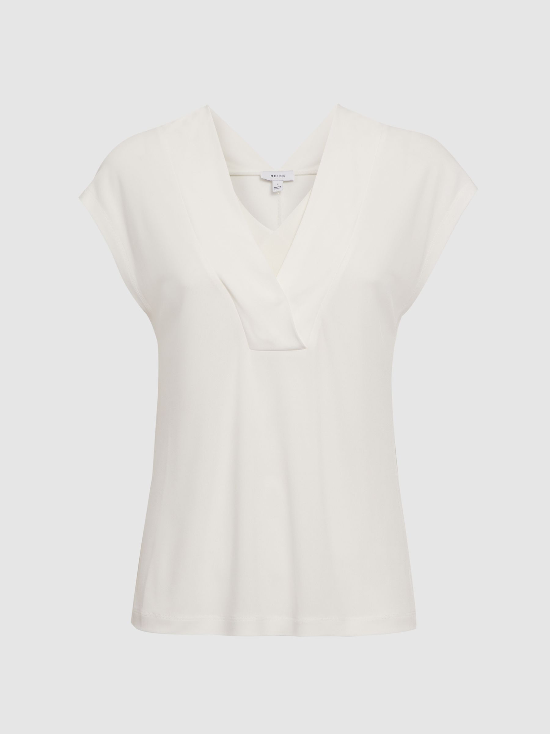 Layered V-Neck T-Shirt in Ivory - Image 2 of 5