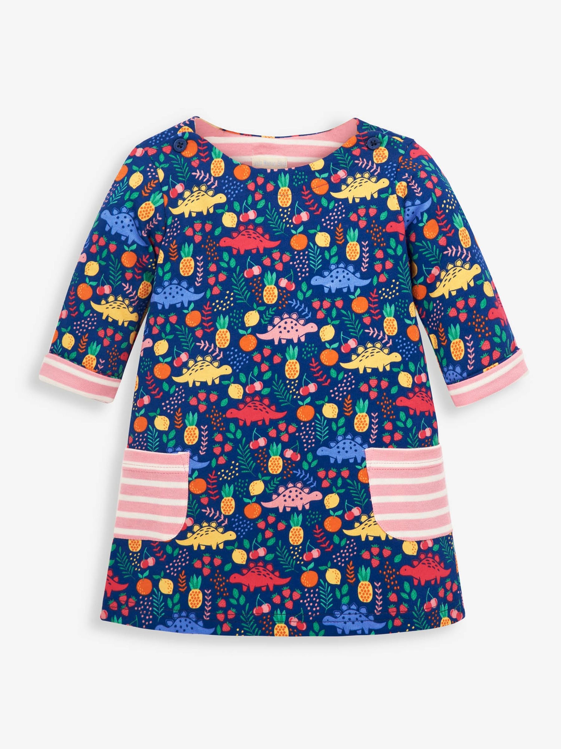 Navy Girls Sweet Dinosaur Print A-Line Dress - Image 1 of 4