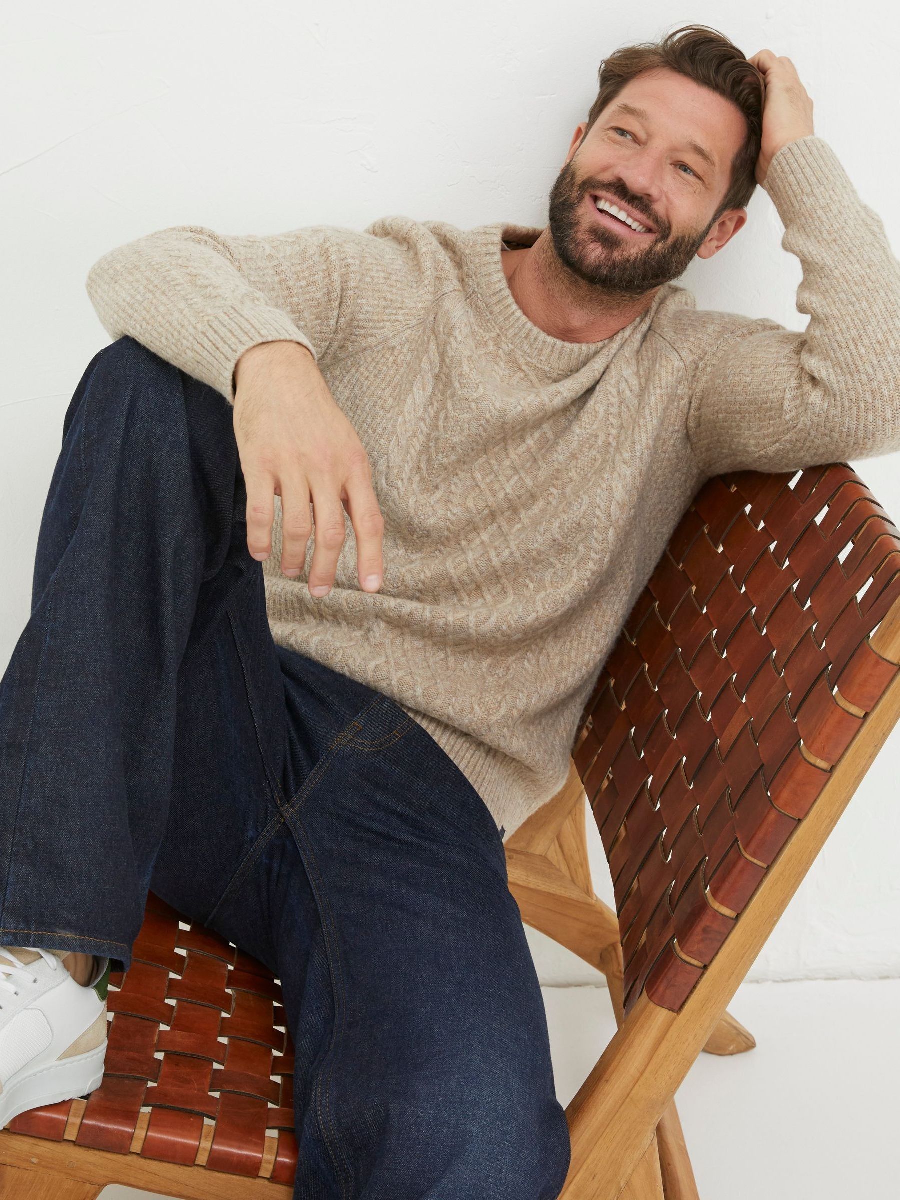 Natural Cable Crew Jumper - Image 3 of 5