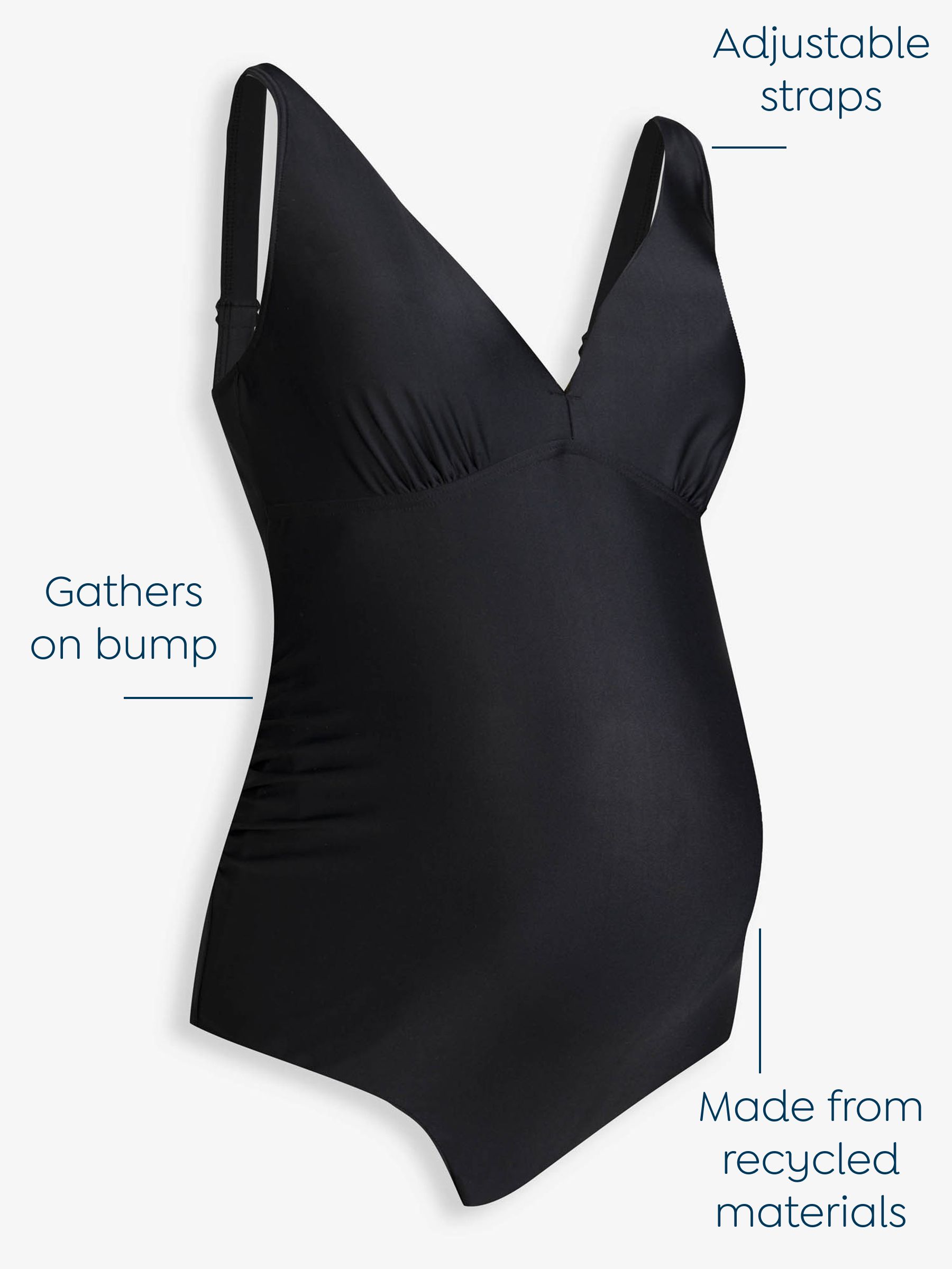 Black V-Neck Maternity Swimsuit - Image 3 of 9