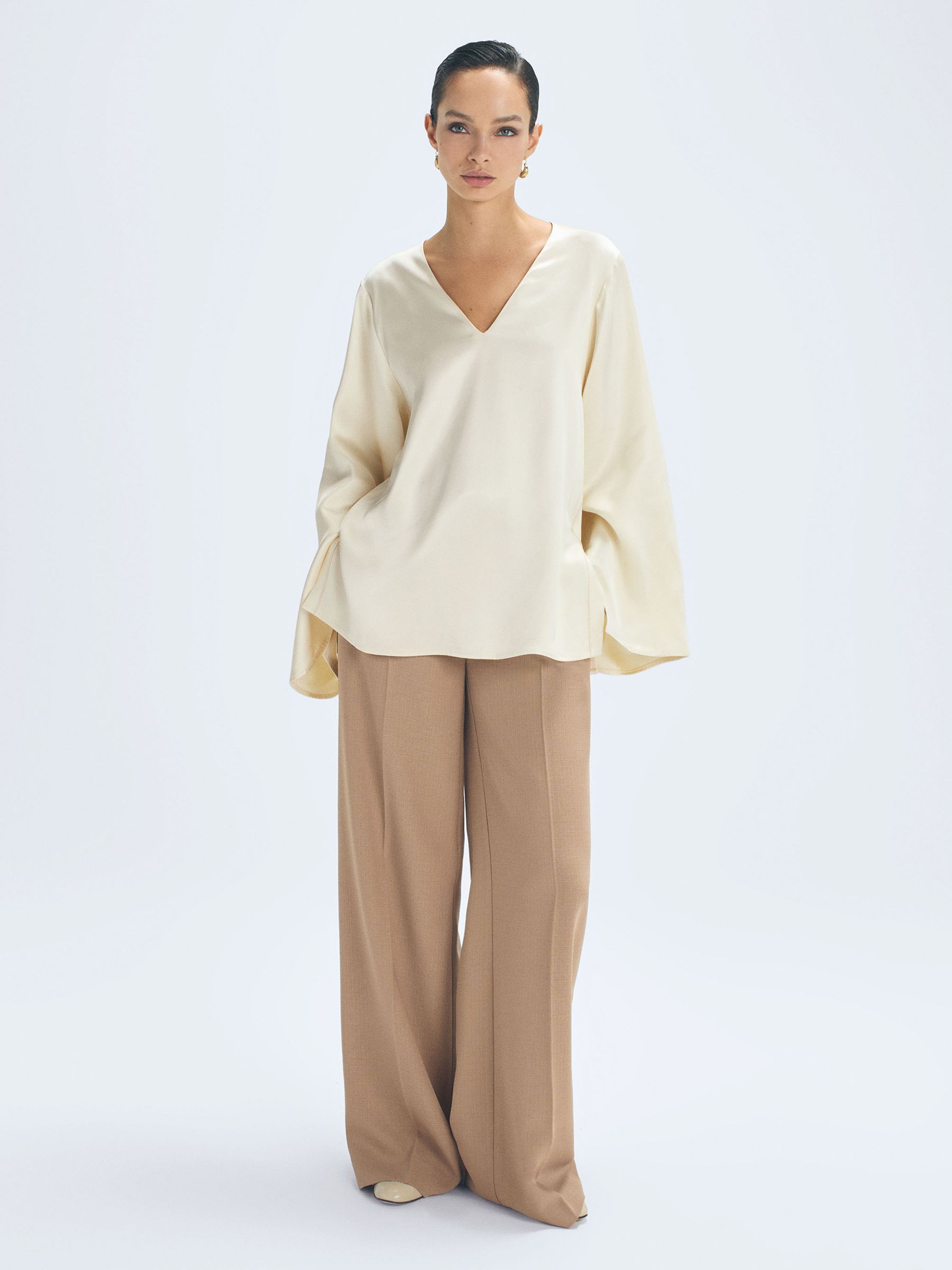 Duchess Satin Split Sleeve Top in Champagne - Image 4 of 6