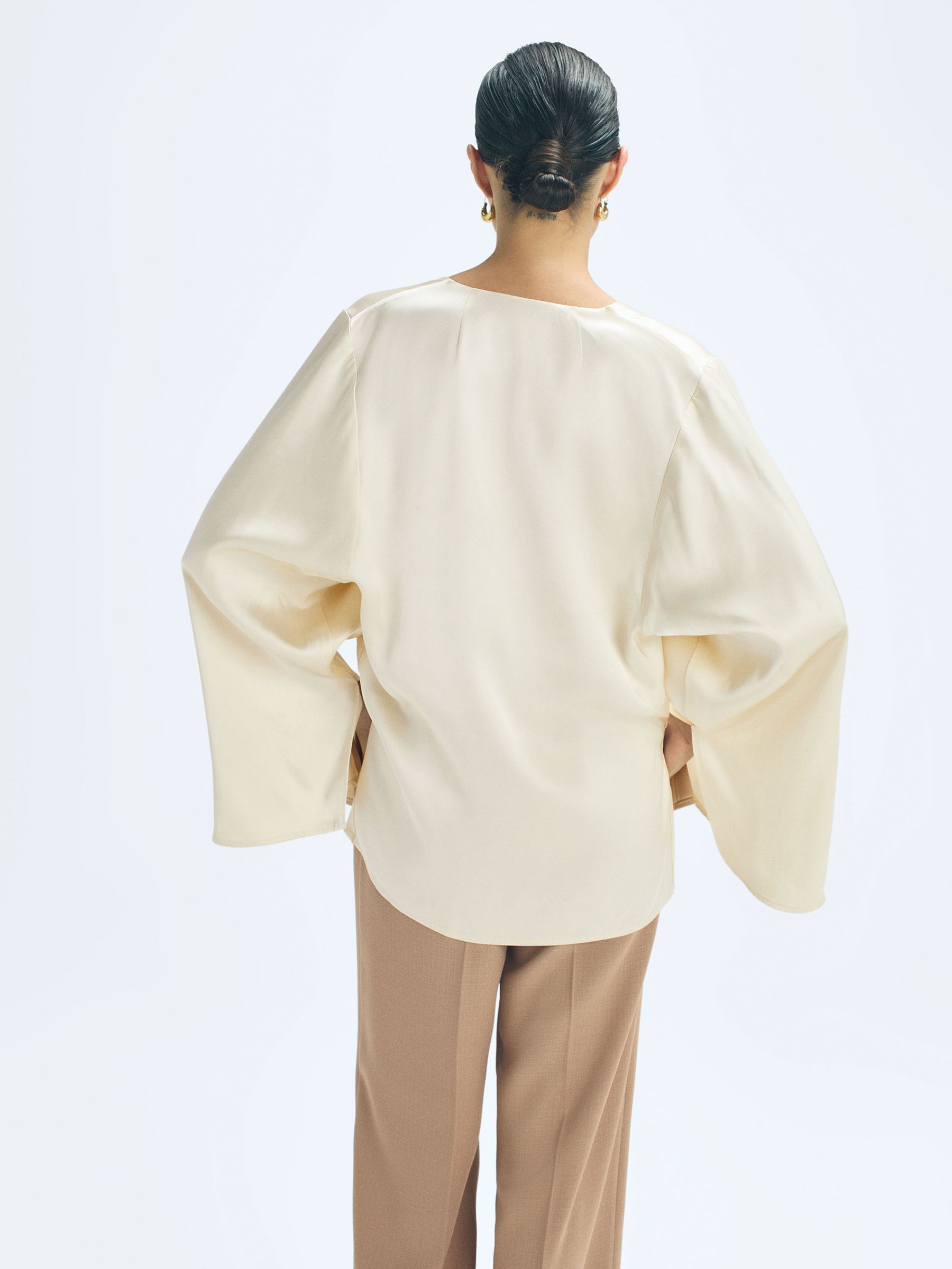 Duchess Satin Split Sleeve Top in Champagne - Image 5 of 6
