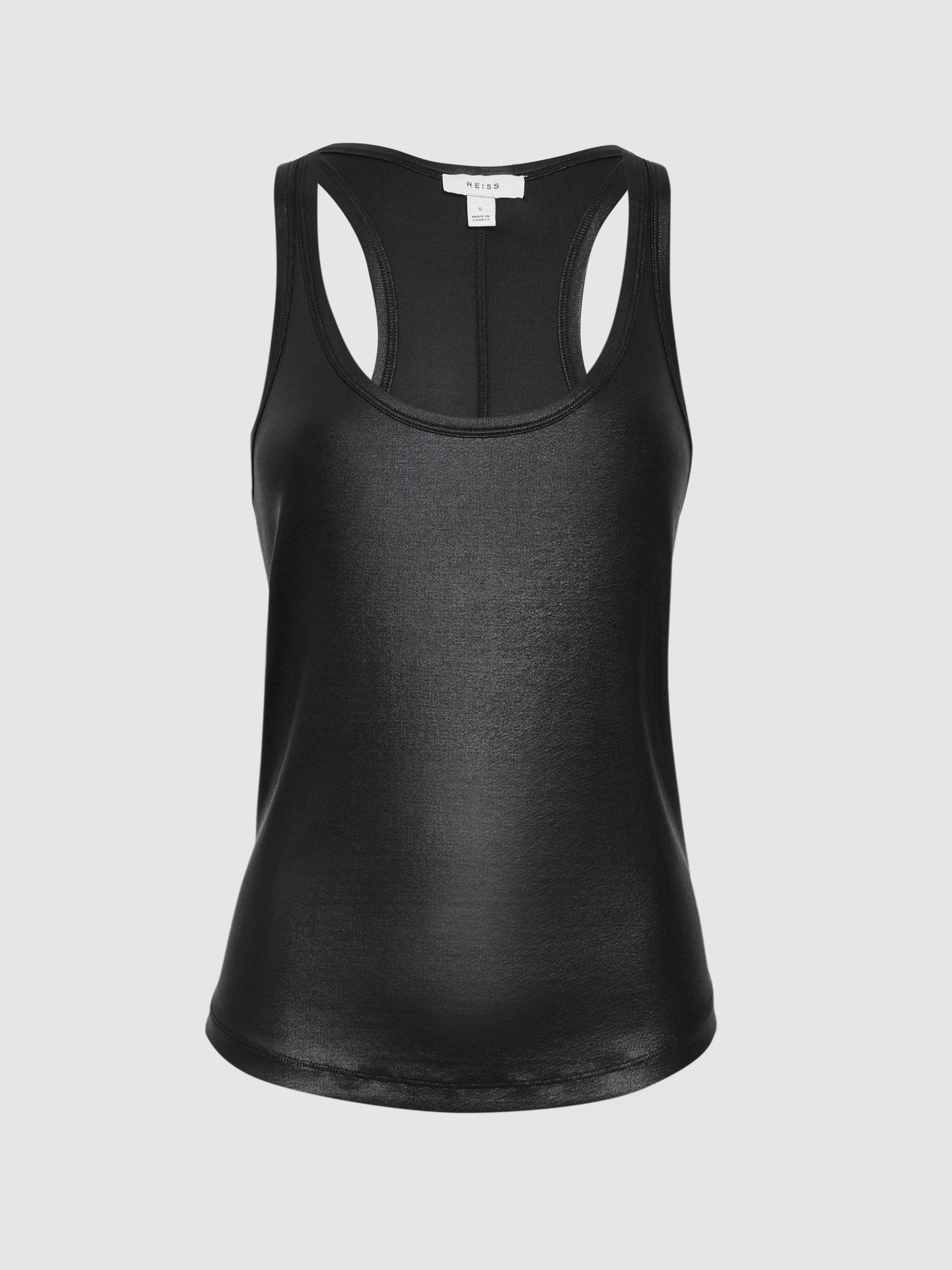 Metallic Scoop Neck Racerback Vest in Black - Image 2 of 4