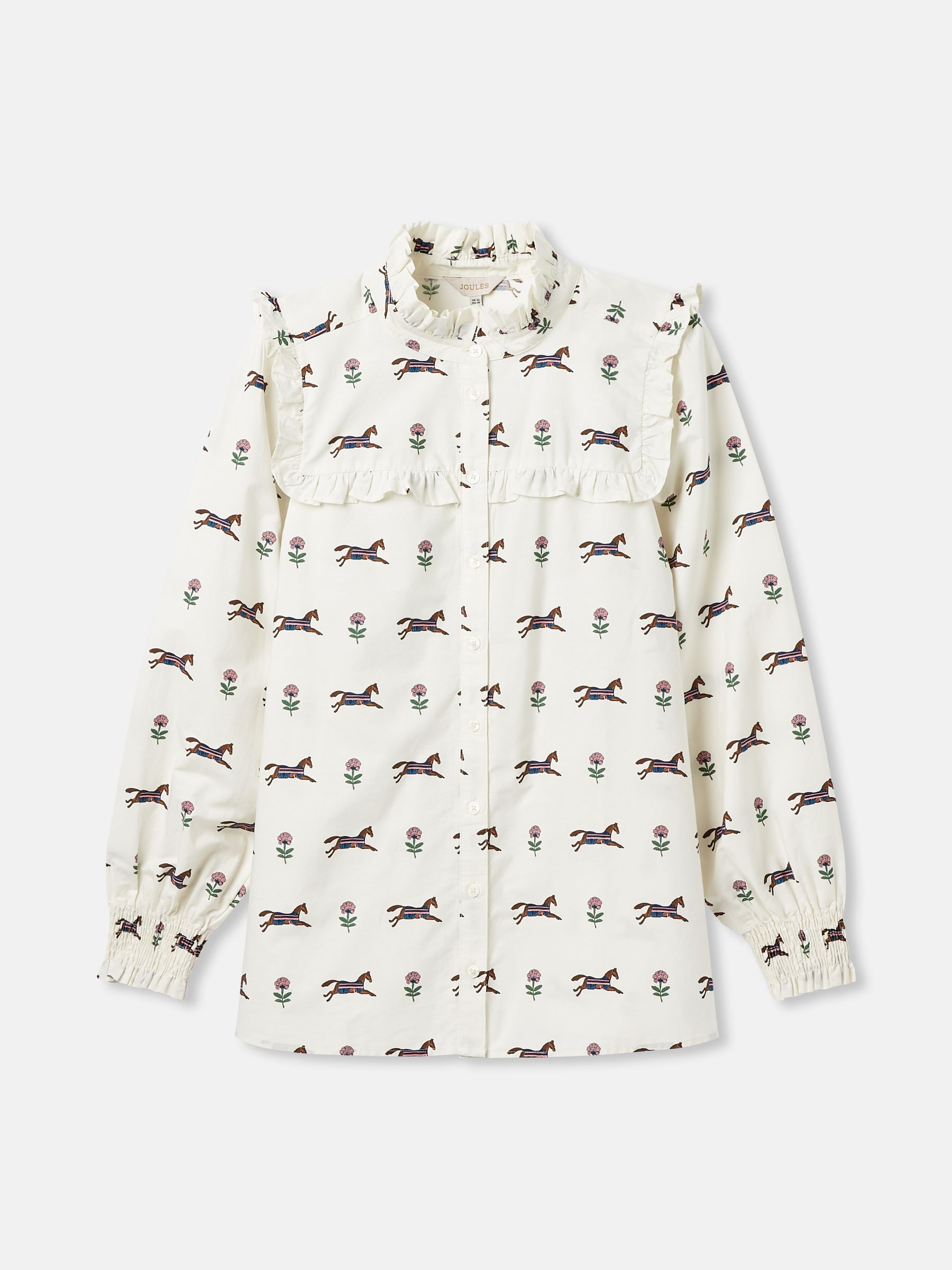 Henrietta Cream Horse Print Frill Blouse - Image 8 of 8