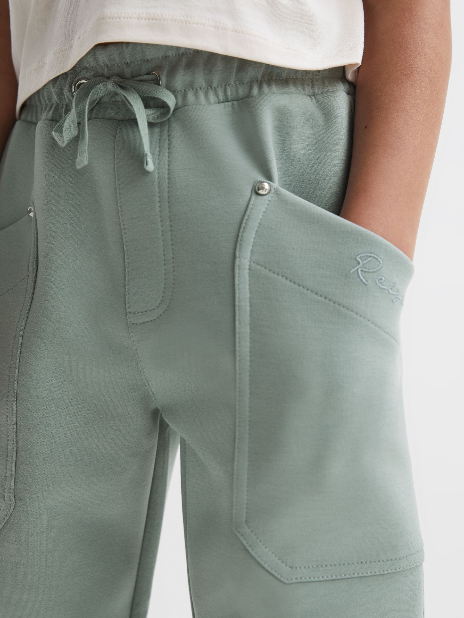 9-14 yrs Jersey Drawstring Joggers in Sage - Image 4 of 6