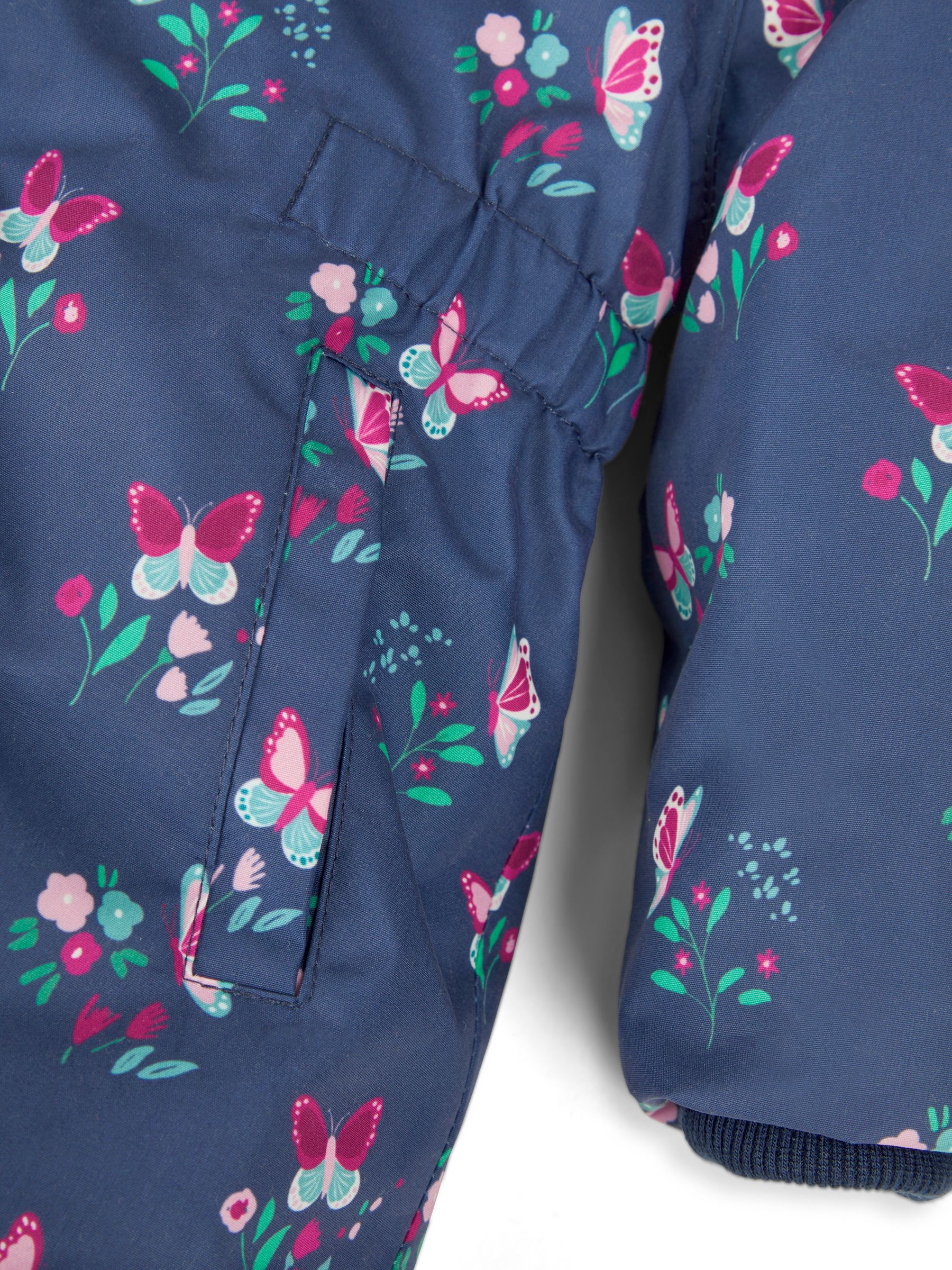 Navy Blue Butterfly Hooded Cosy Lined Printed Parka Jacket - Image 8 of 8