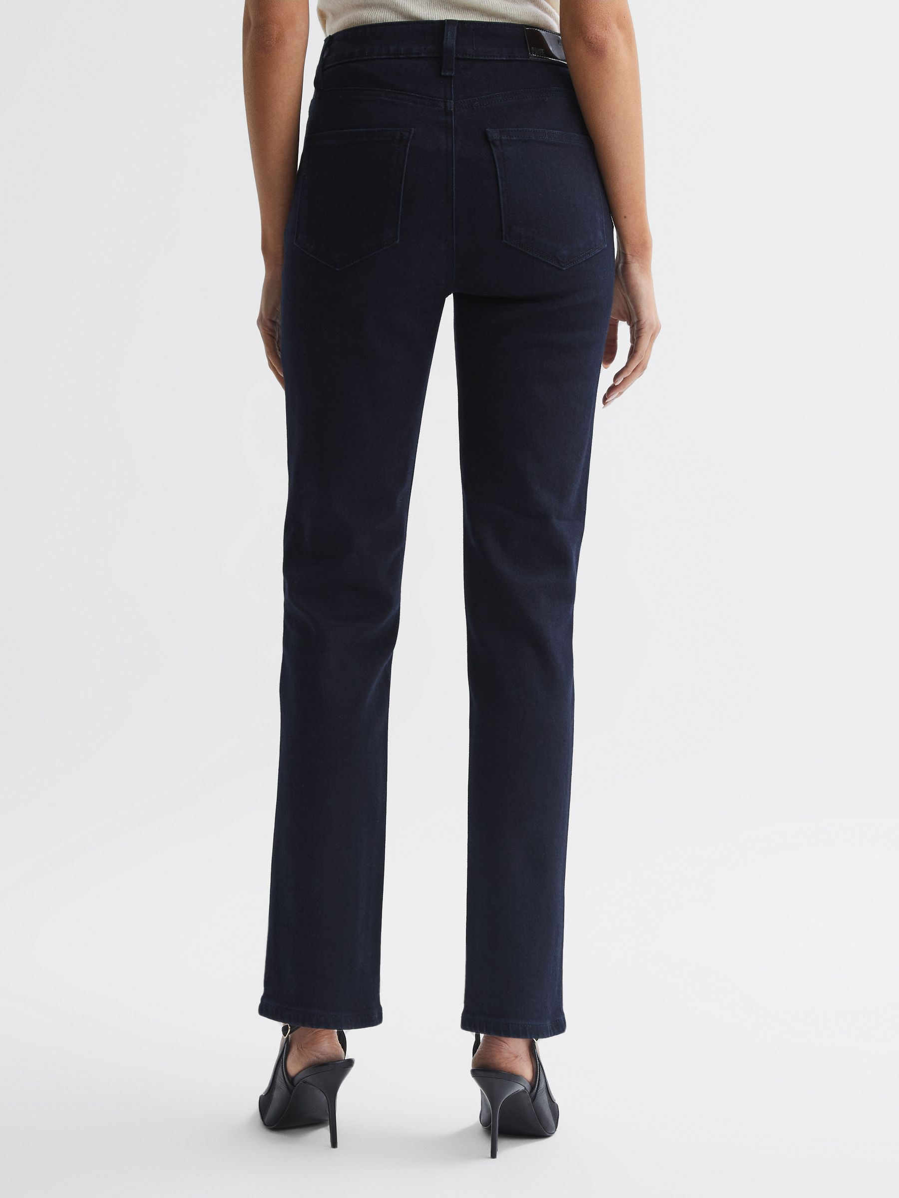 Paige Straight Leg High Rise Jeans in Night Fever - Image 4 of 5