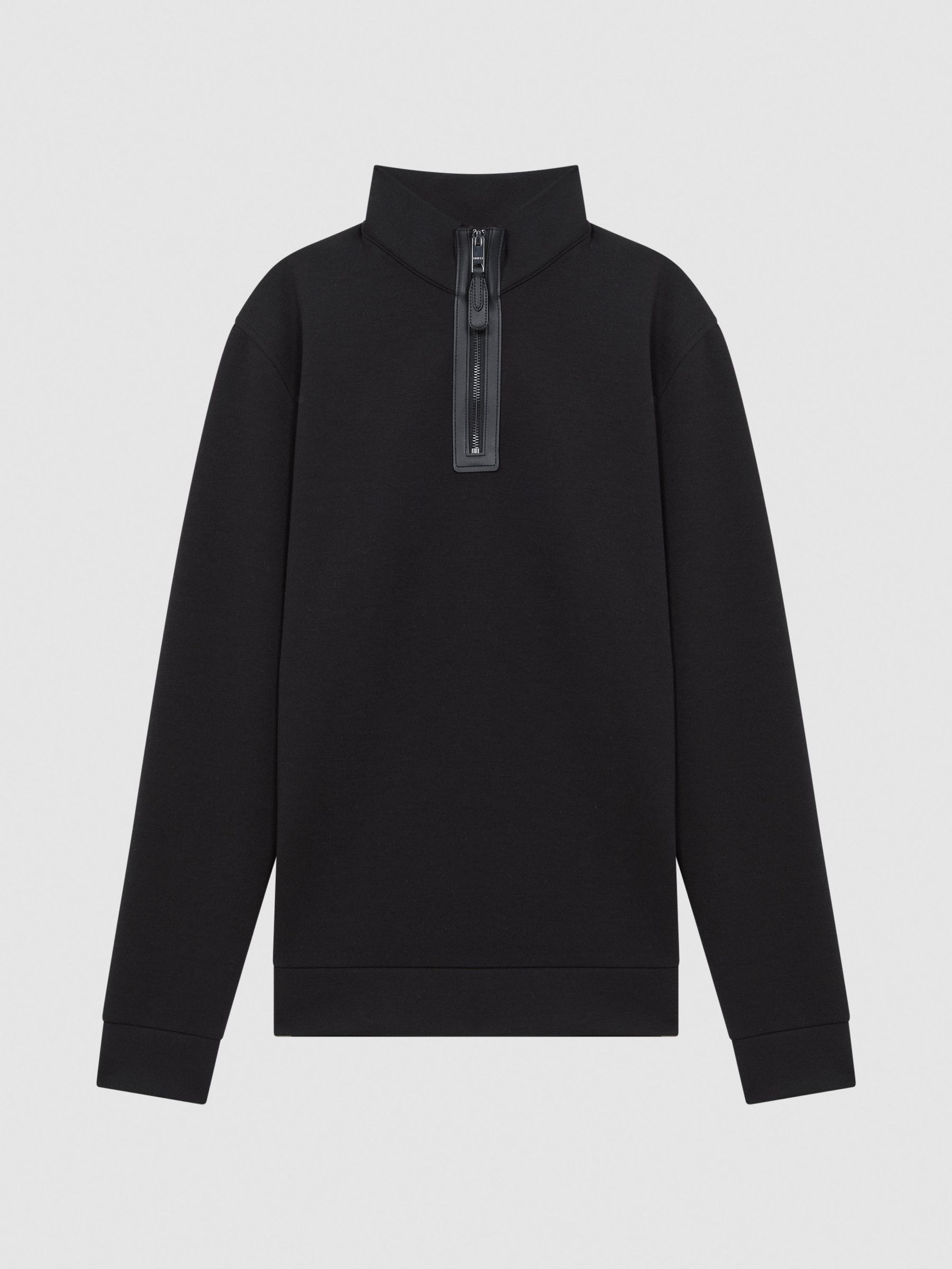 Contrast Half-Zip Funnel Neck Jumper in Black - Image 2 of 6