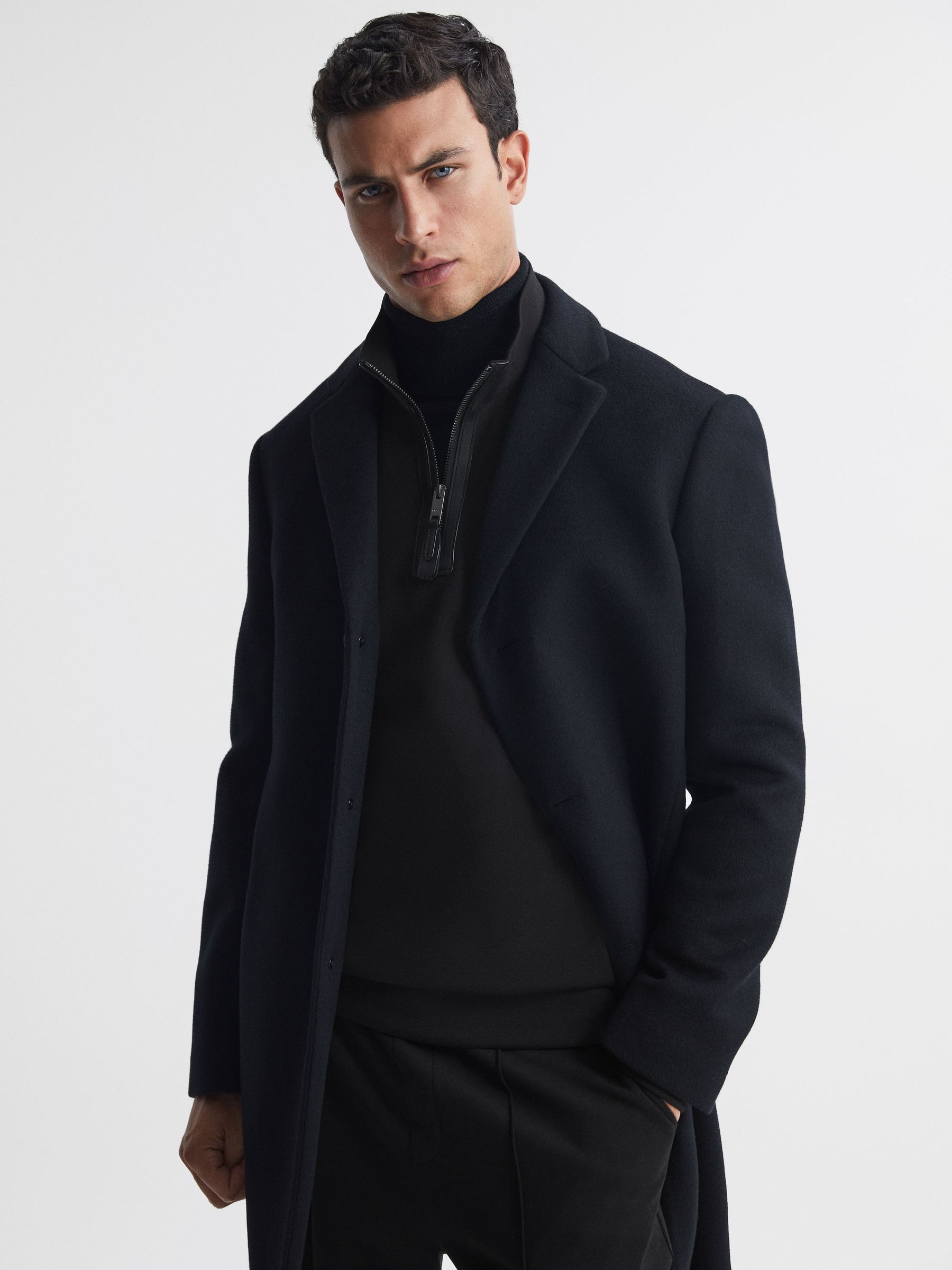 Contrast Half-Zip Funnel Neck Jumper in Black - Image 5 of 6