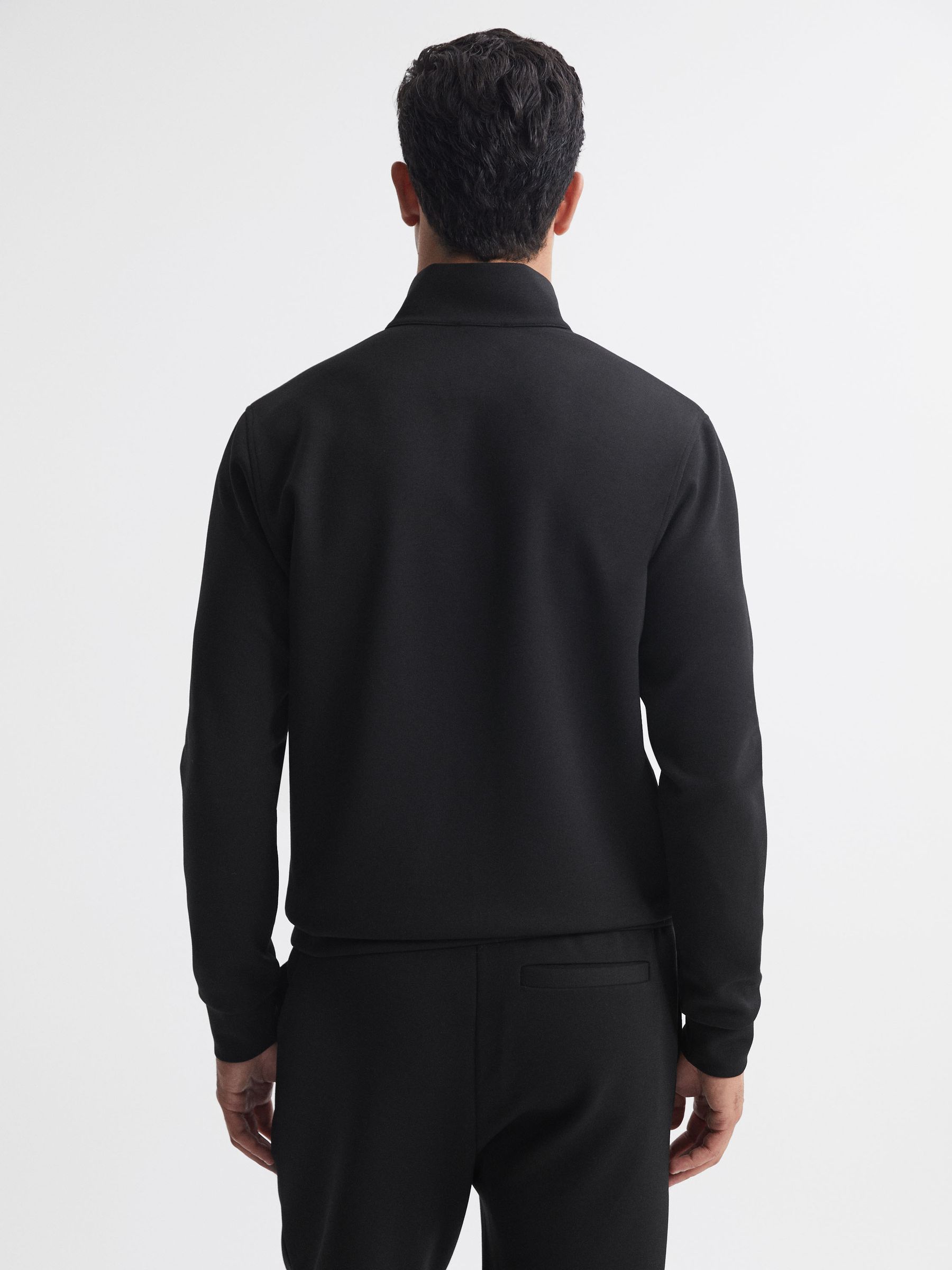 Contrast Half-Zip Funnel Neck Jumper in Black - Image 6 of 6
