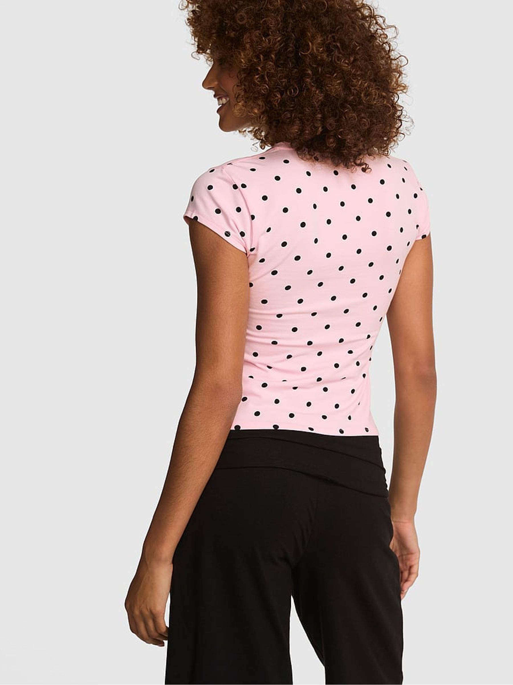 Pink Polka Dot Print Retro T-Shirt - Image 2 of 2
