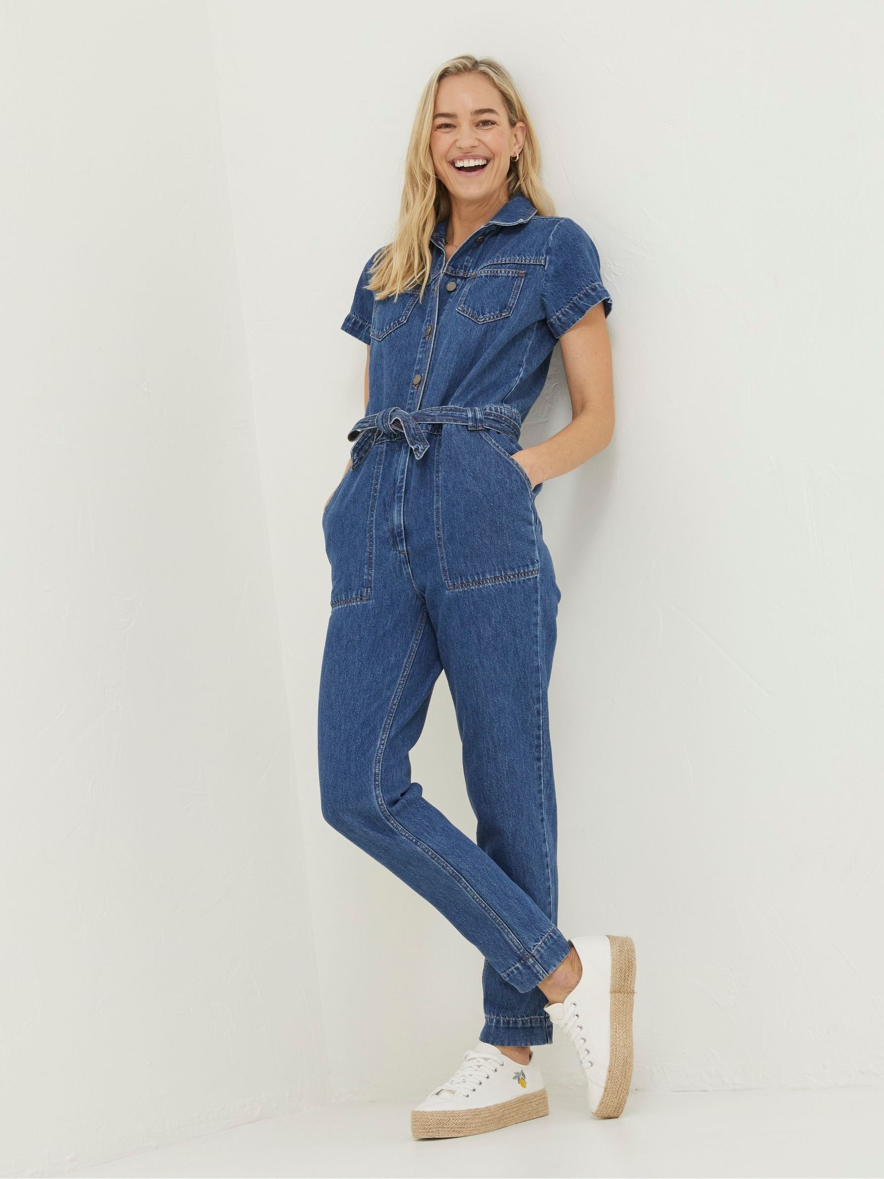 Short Sleeve Ladies Boiler Suit Fashion Blue Imogen Short Sleeve