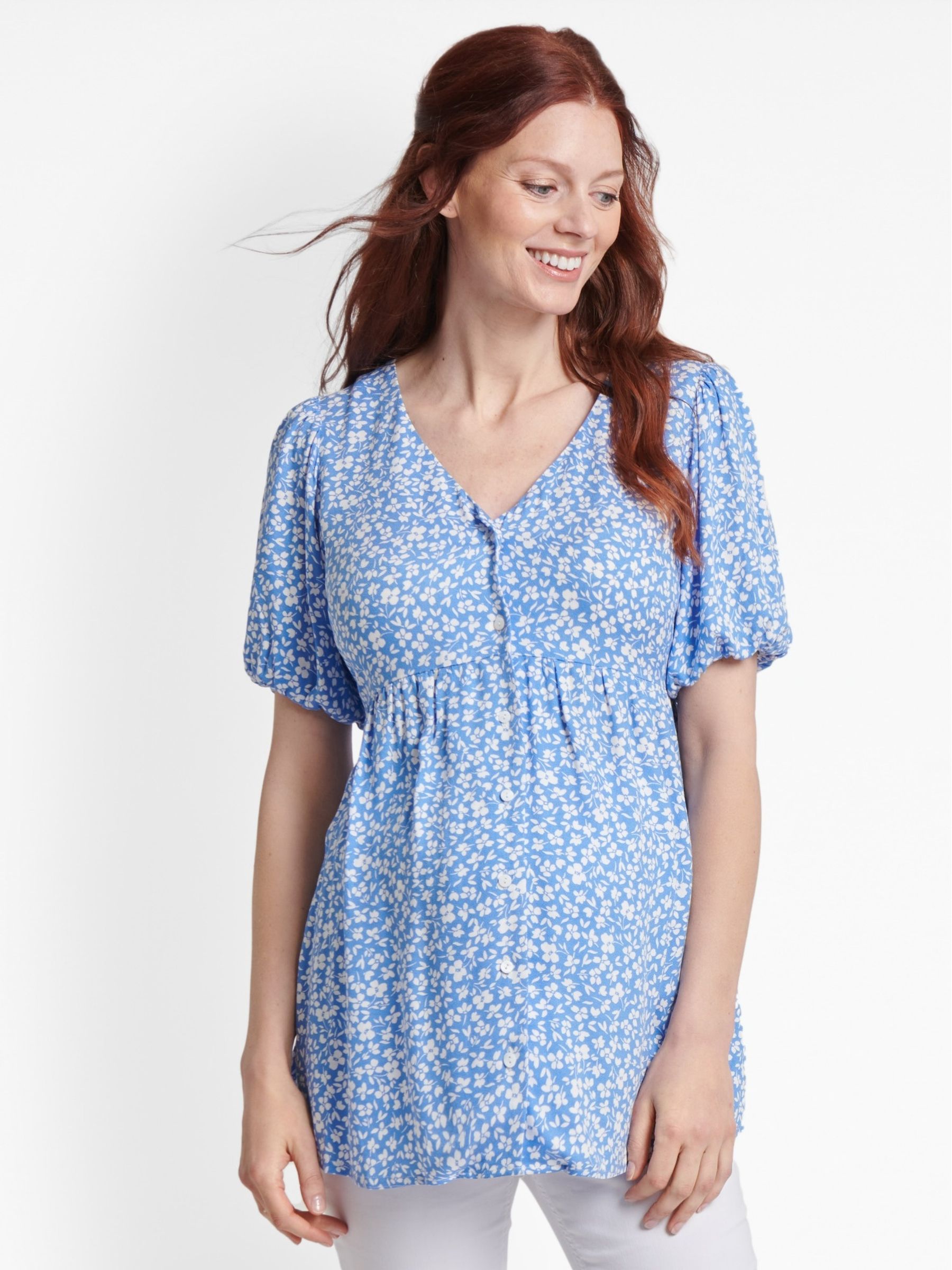 Blue Ditsy Print Maternity Blouse - Image 2 of 3