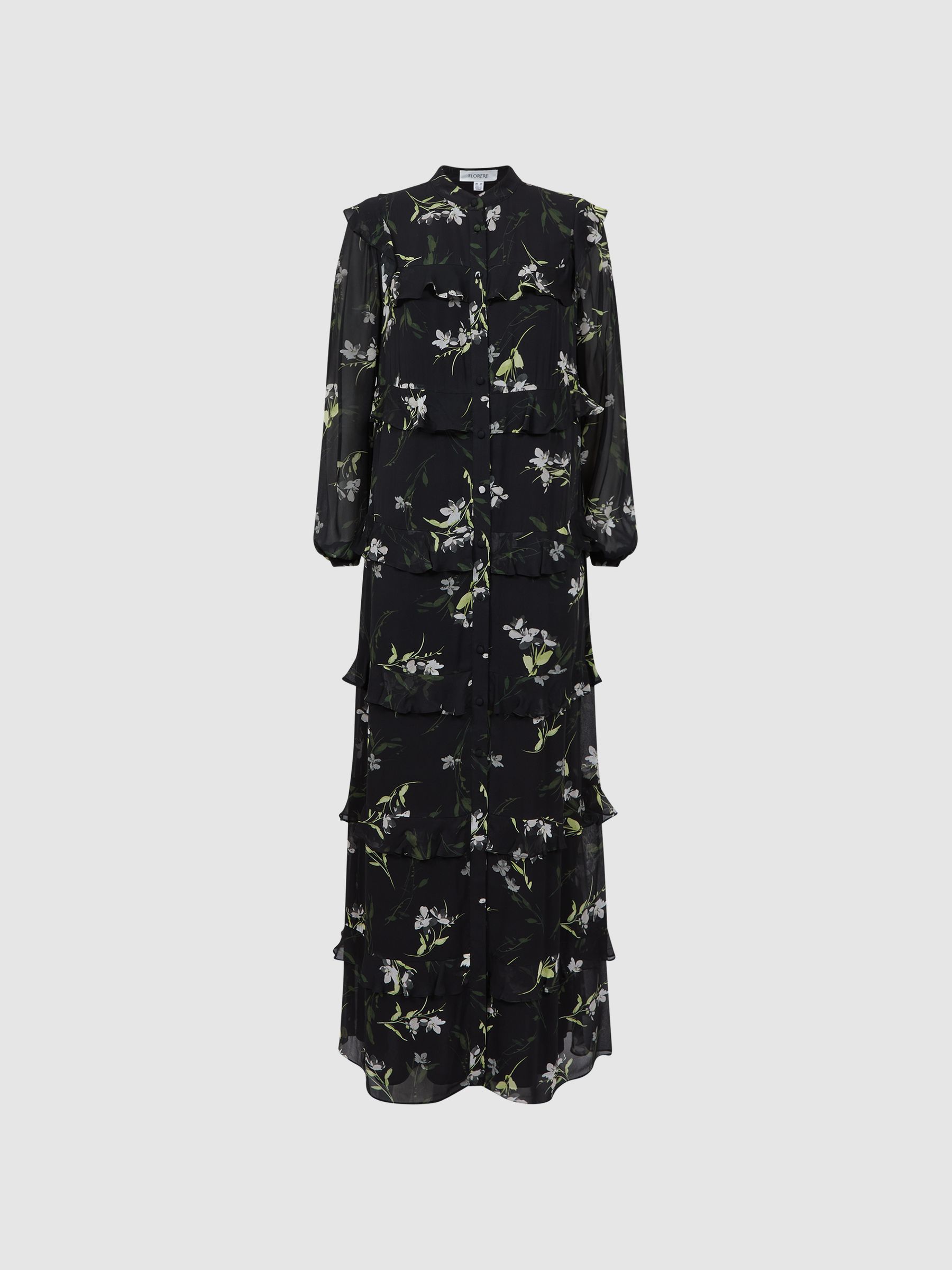 rare feelings black floral print tiered pleated maxi dress Rare Feelings Maxi Dress