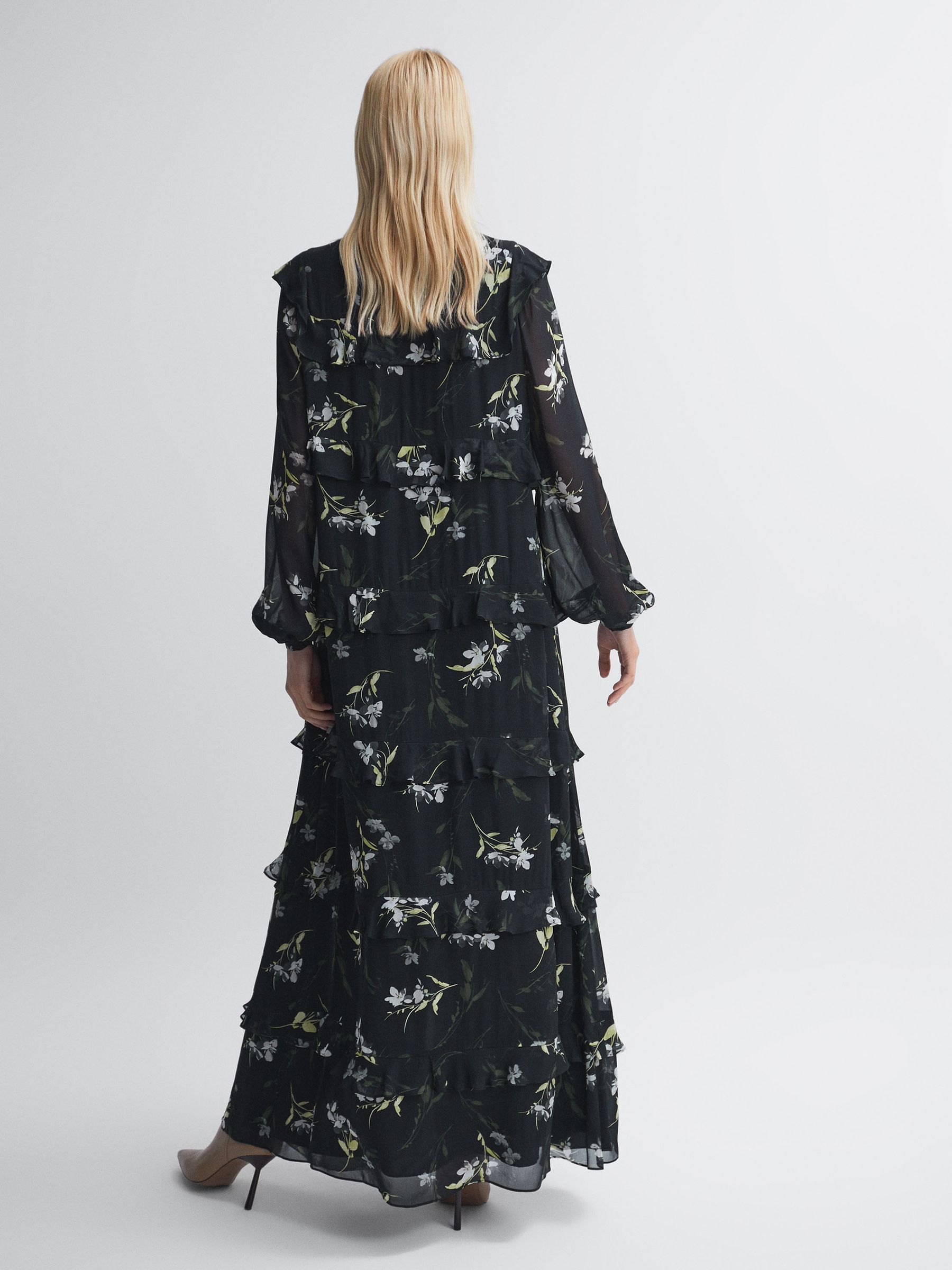 Florere Floral Tiered Maxi Dress in Black - Image 4 of 6