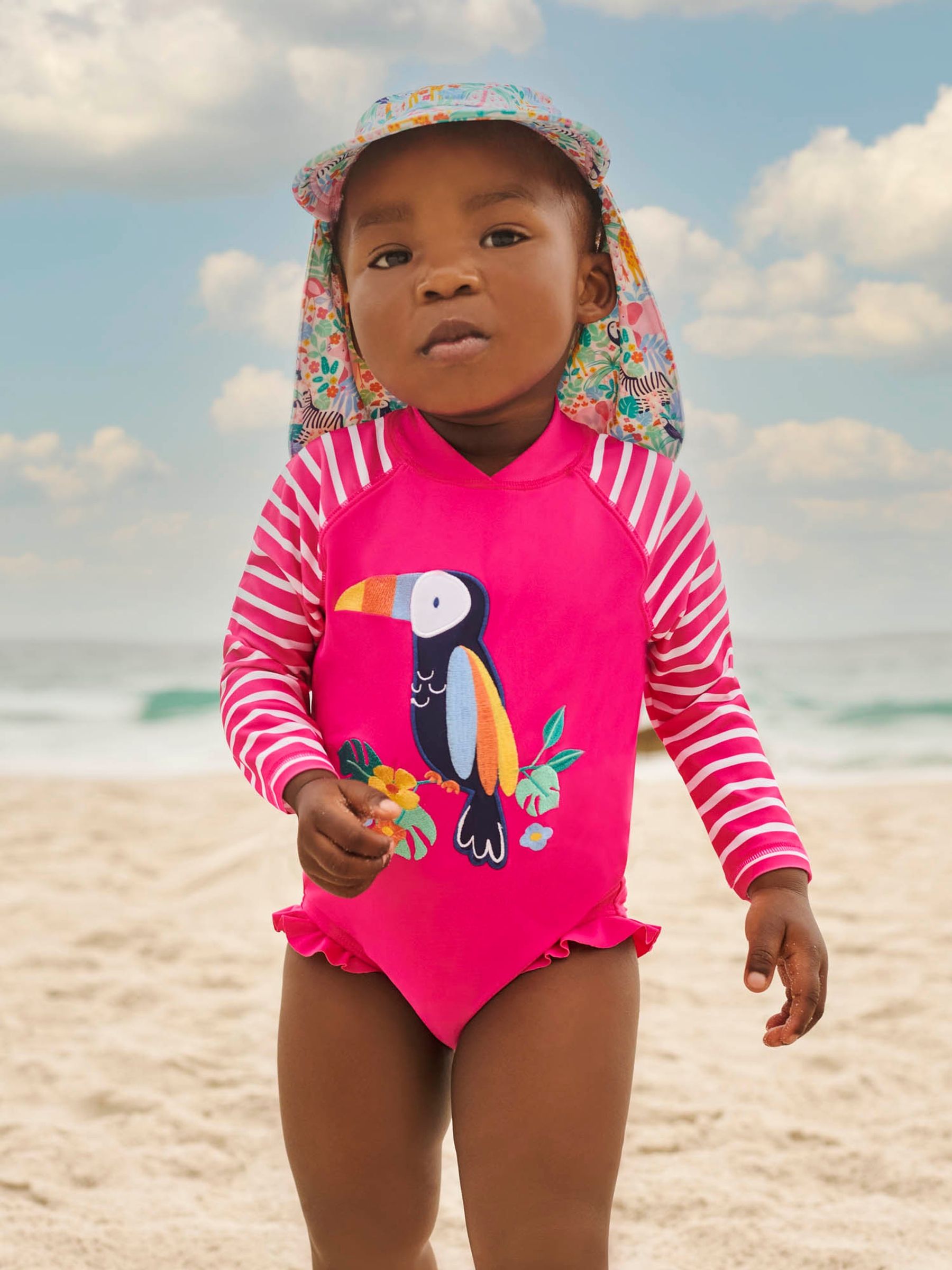 Pink UPF 50 Long Sleeve Swimsuit JoJo Maman Bébé