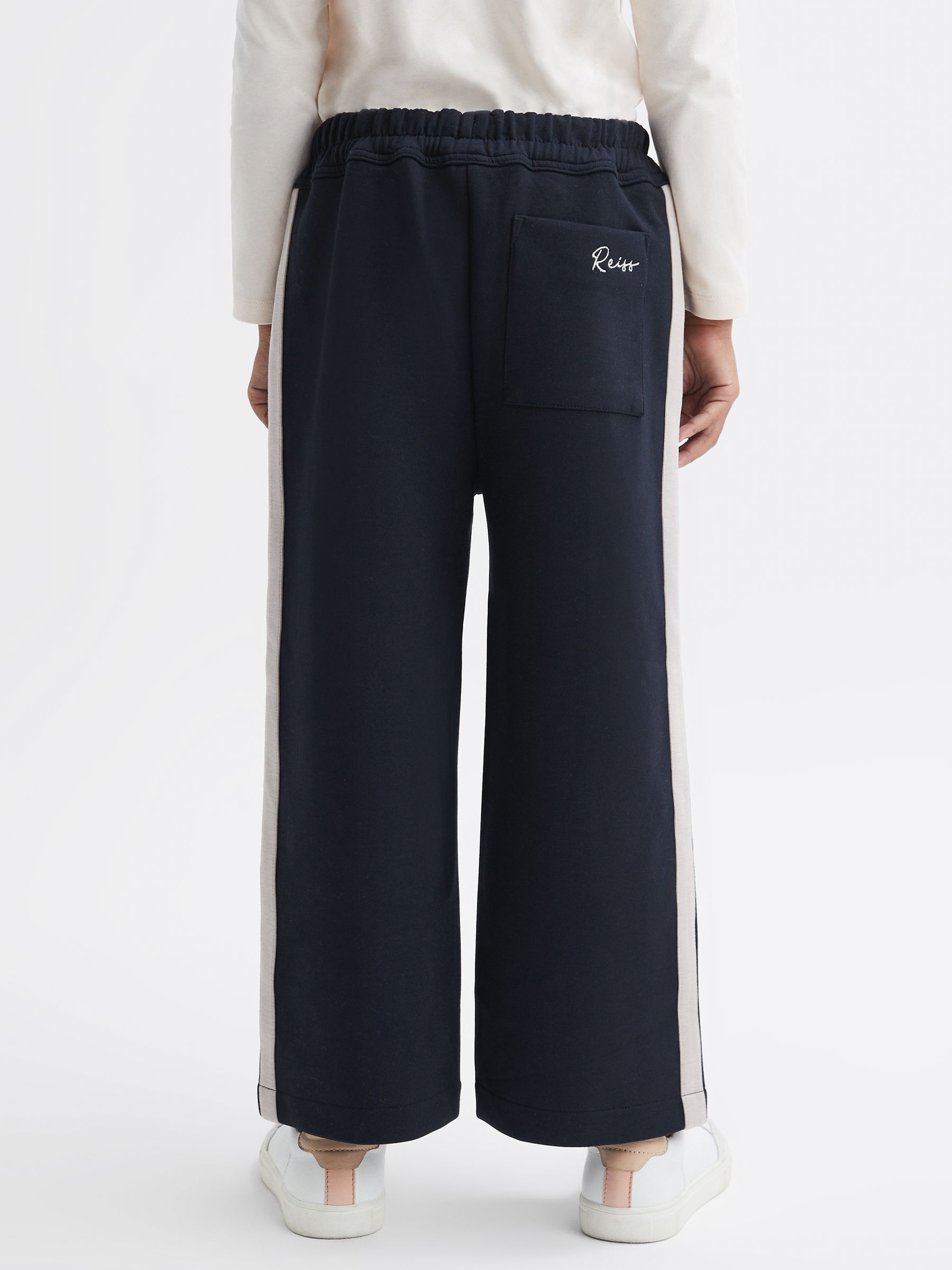 9-14 yrs Wide Leg Side Stripe Joggers in Navy - Image 5 of 6