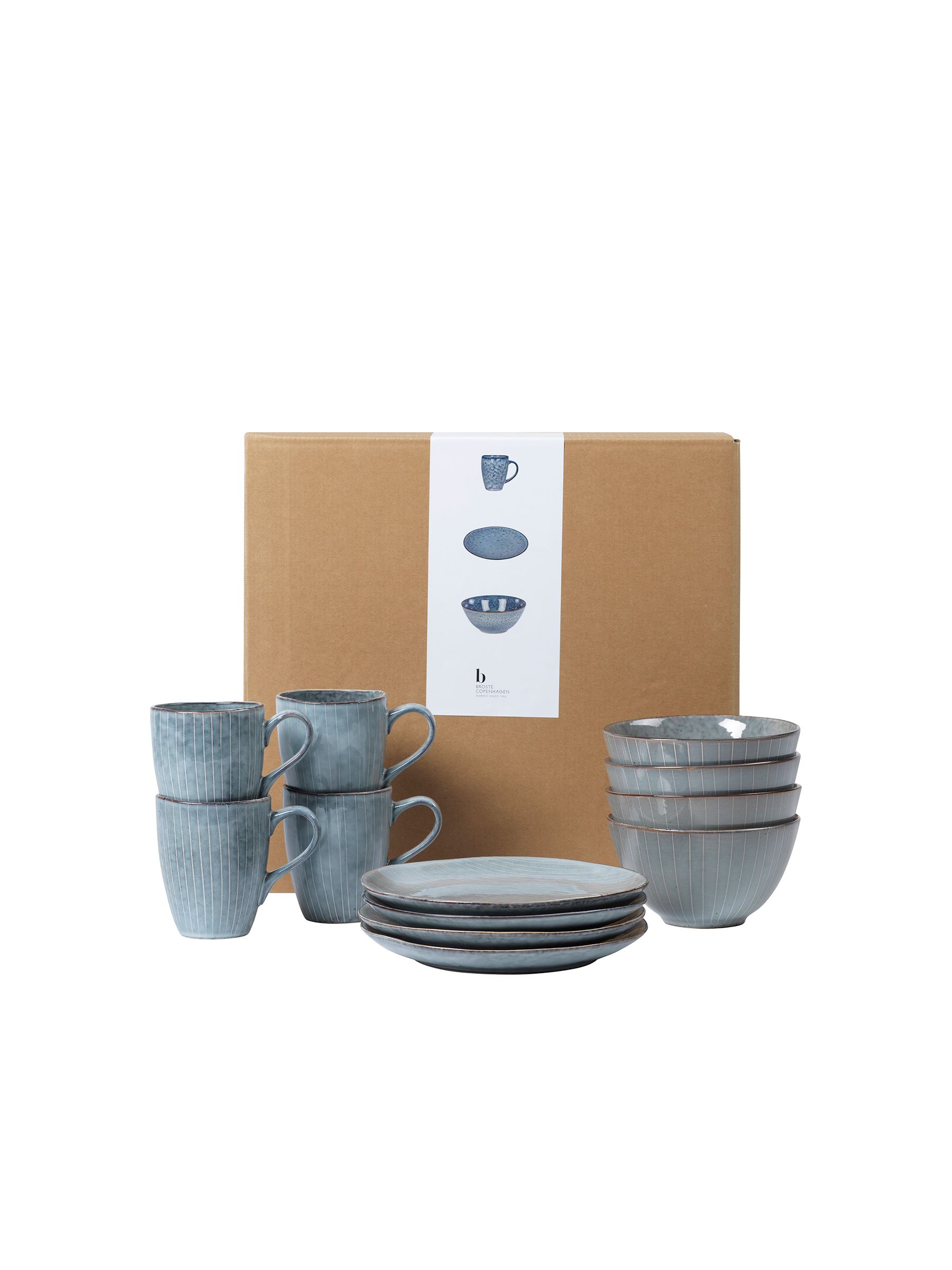 Broste Copenhagen 12 Piece Blue Nordic Breakfast Set - Image 2 of 3
