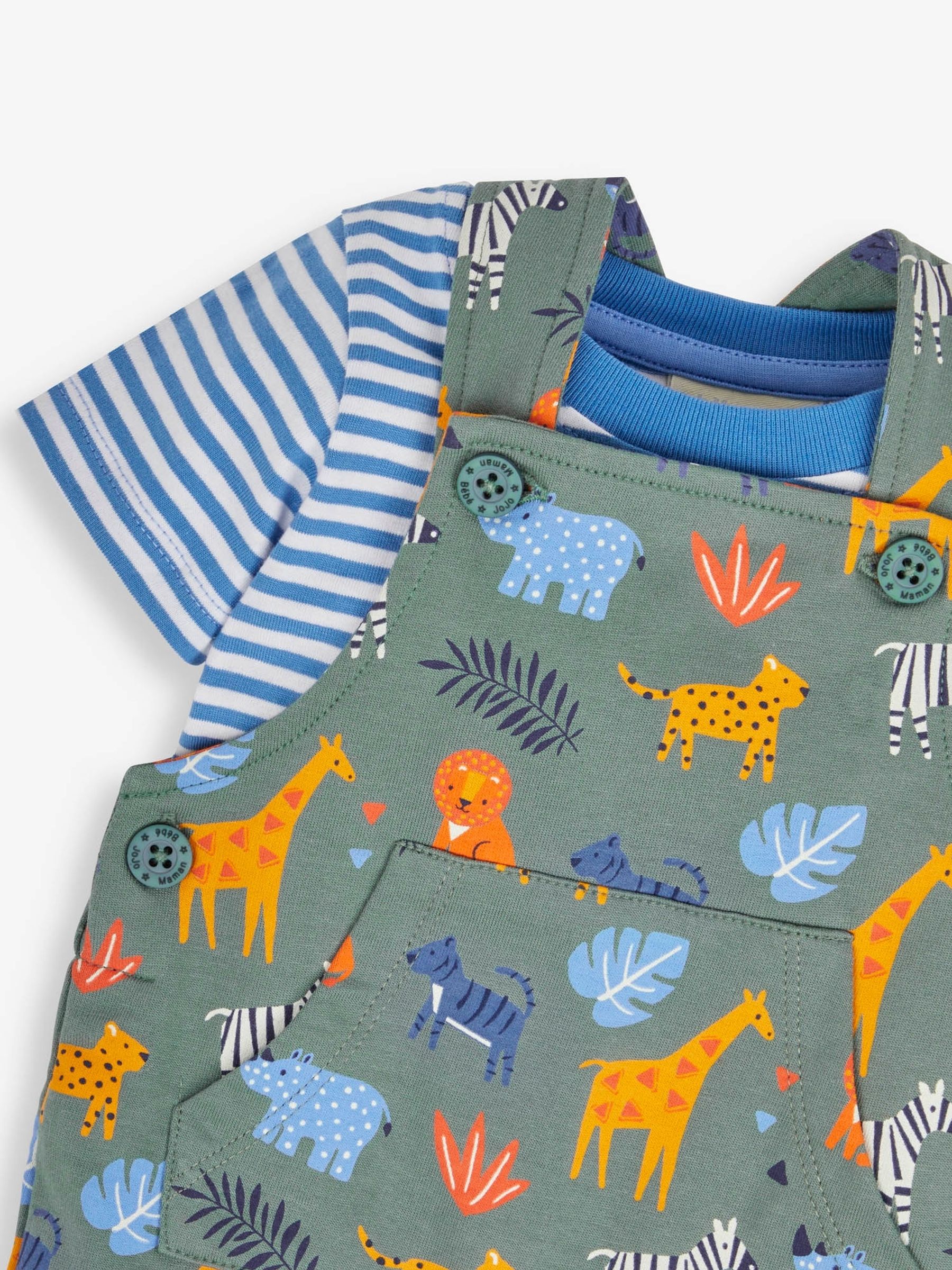 Khaki 2-Piece Safari Print Dungarees & Top Set - Image 3 of 3