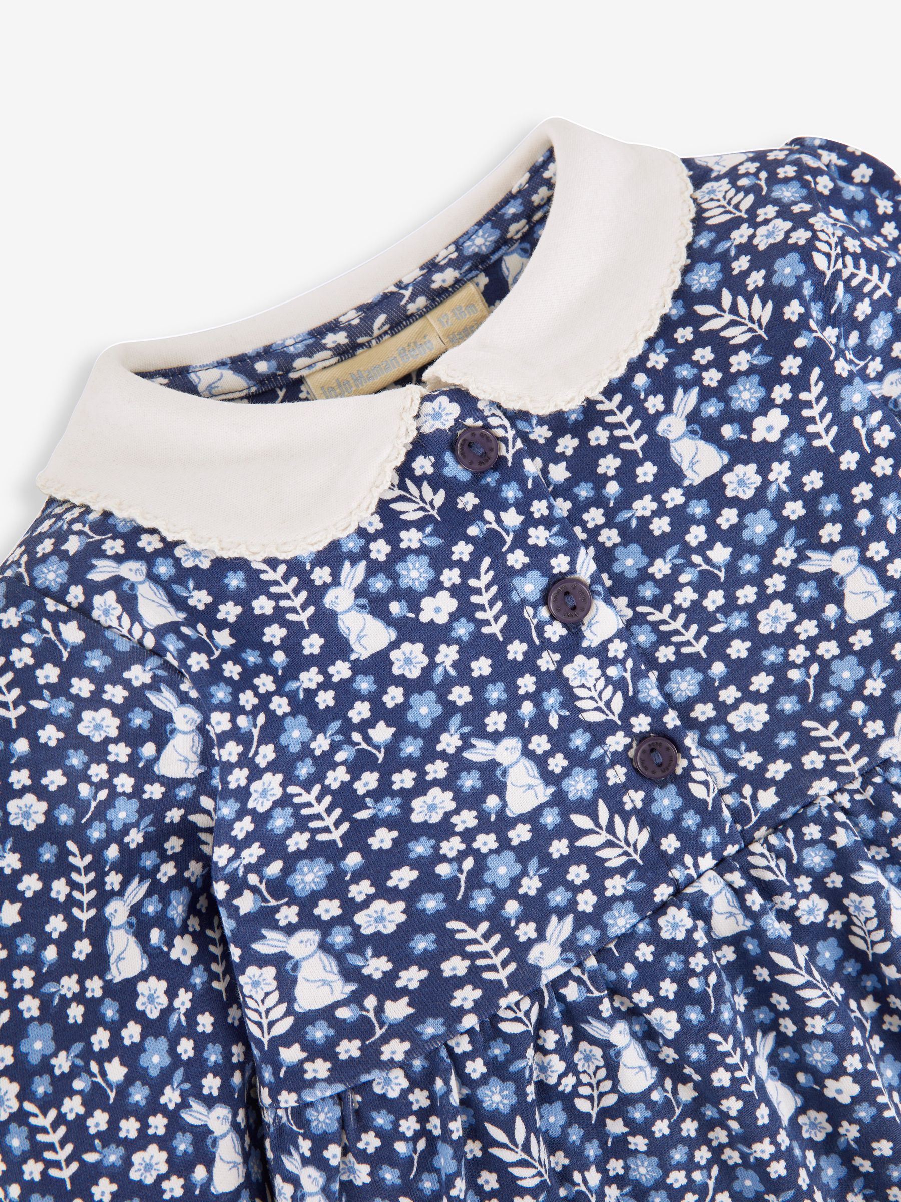 Navy Blue Bunny Floral Peter Pan Dress - Image 2 of 3