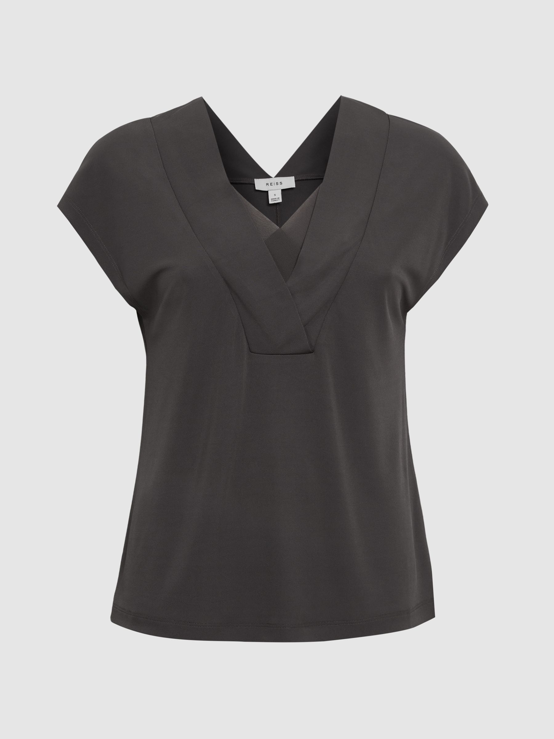 Layered V-Neck T-Shirt in Charcoal - Image 2 of 5