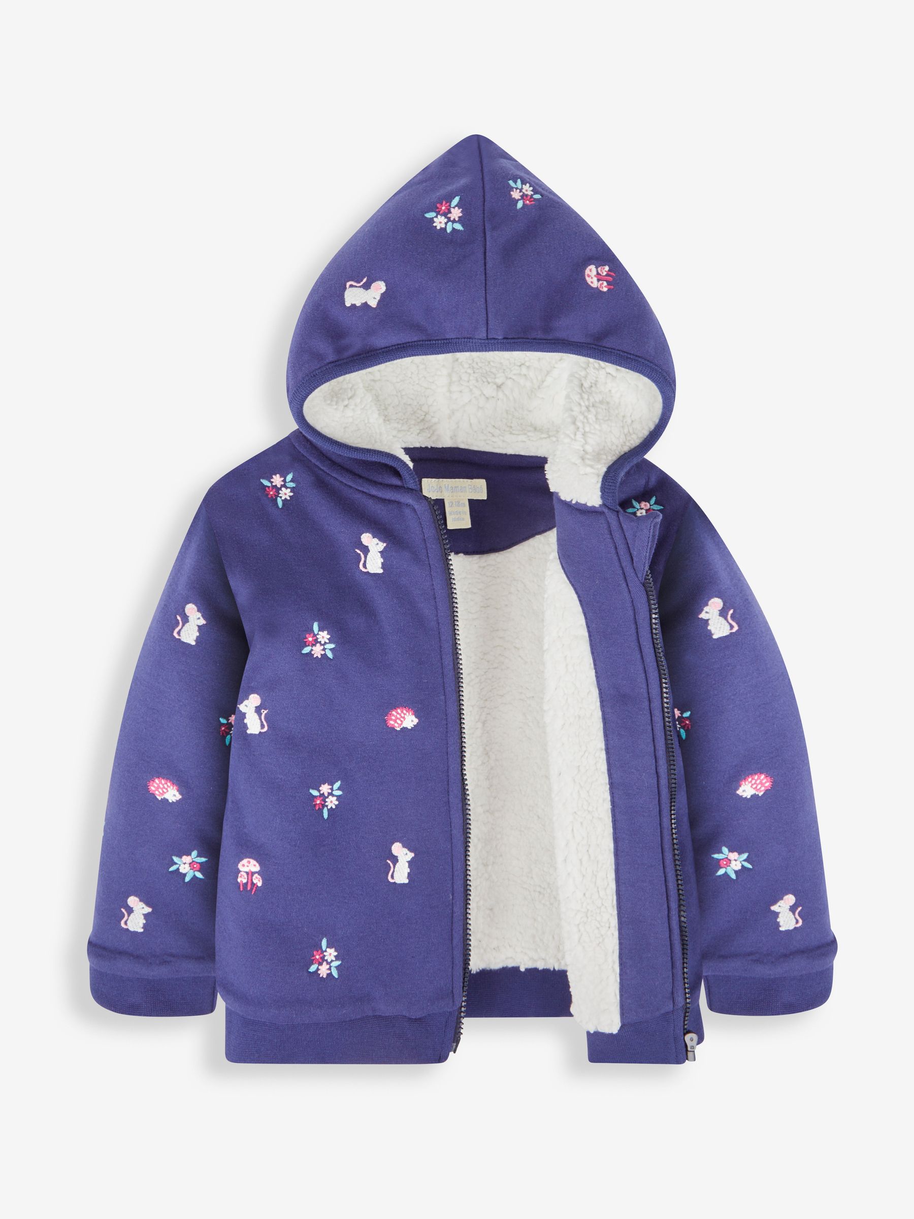 Navy Girls' Mouse Embroidered Cosy Hoodie - Image 2 of 4
