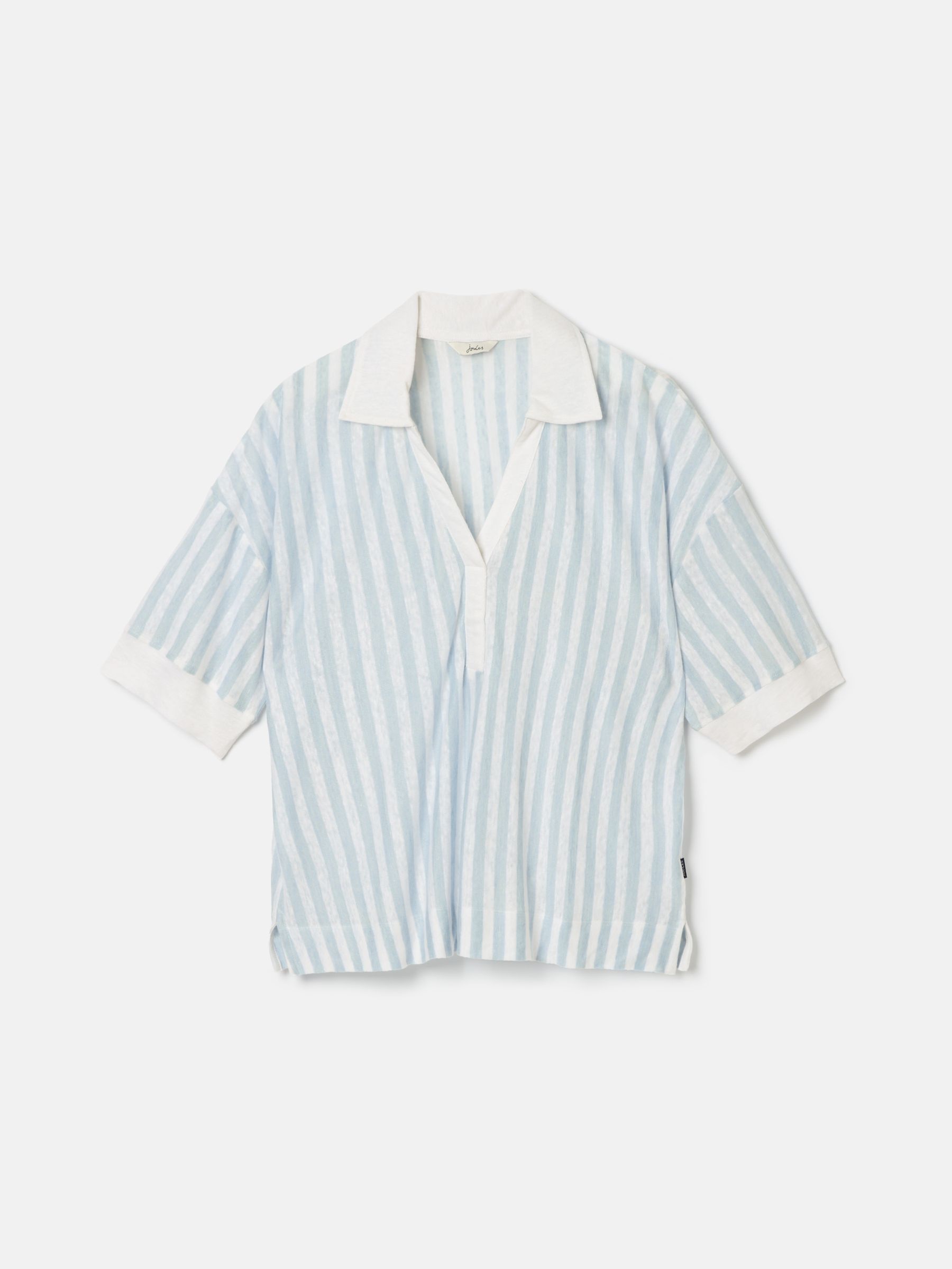 Hadley Blue Stripe Linen Polo Shirt - Image 7 of 7